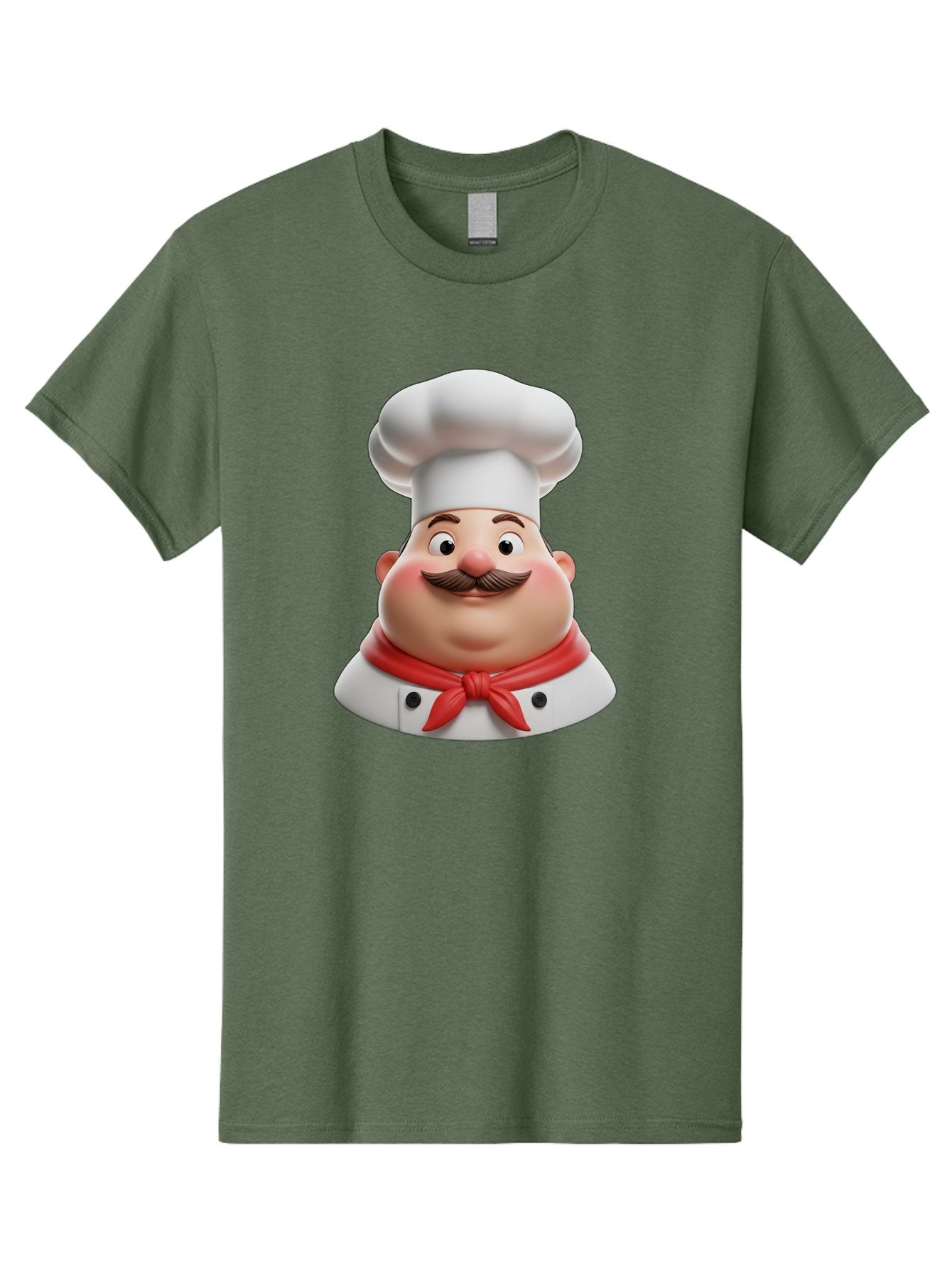 Chef Men'S Graphic Tee, 100% Cotton, Comfortable Casual Summer Wear, Machine Washable, Cartoon Chef, Smiling Man, Mustache, White Hat, Red Scarf, Chef'S Uniform, Cooking, Culinary Arts, Kitchen, Food Preparation Bac844 9