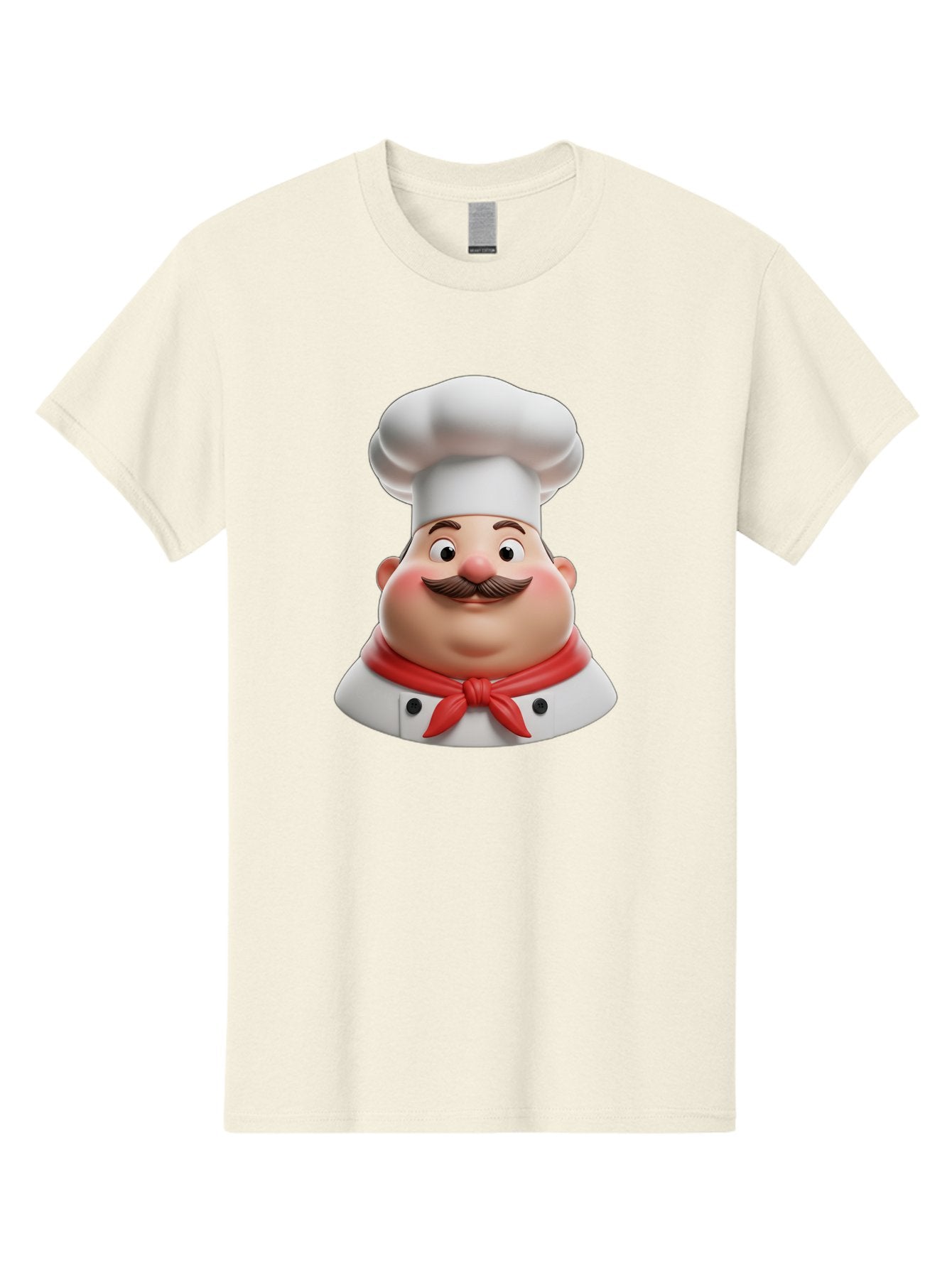 Chef Men'S Graphic Tee, 100% Cotton, Comfortable Casual Summer Wear, Machine Washable, Cartoon Chef, Smiling Man, Mustache, White Hat, Red Scarf, Chef'S Uniform, Cooking, Culinary Arts, Kitchen, Food Preparation Bac844 7