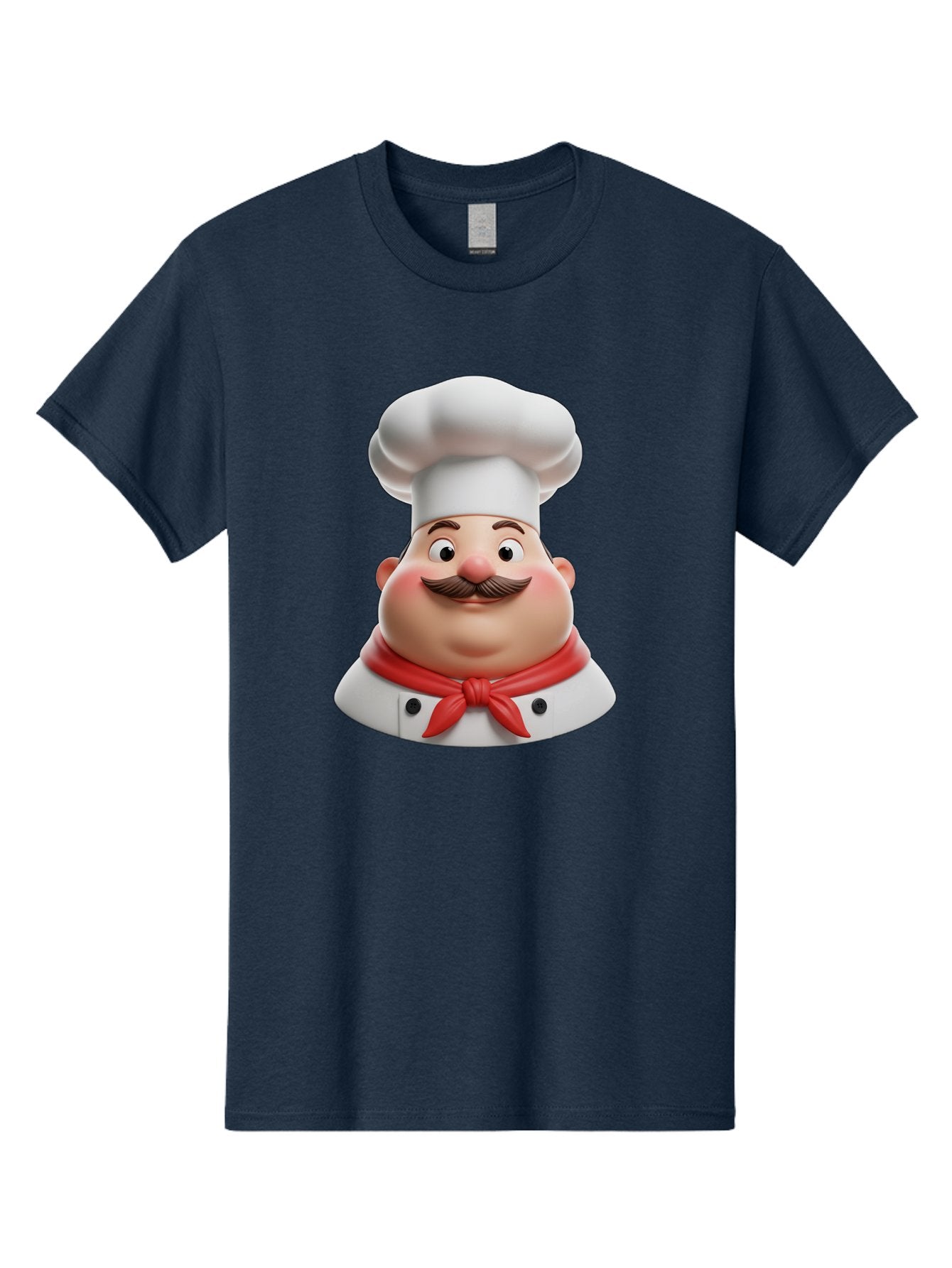 Chef Men'S Graphic Tee, 100% Cotton, Comfortable Casual Summer Wear, Machine Washable, Cartoon Chef, Smiling Man, Mustache, White Hat, Red Scarf, Chef'S Uniform, Cooking, Culinary Arts, Kitchen, Food Preparation Bac844 6