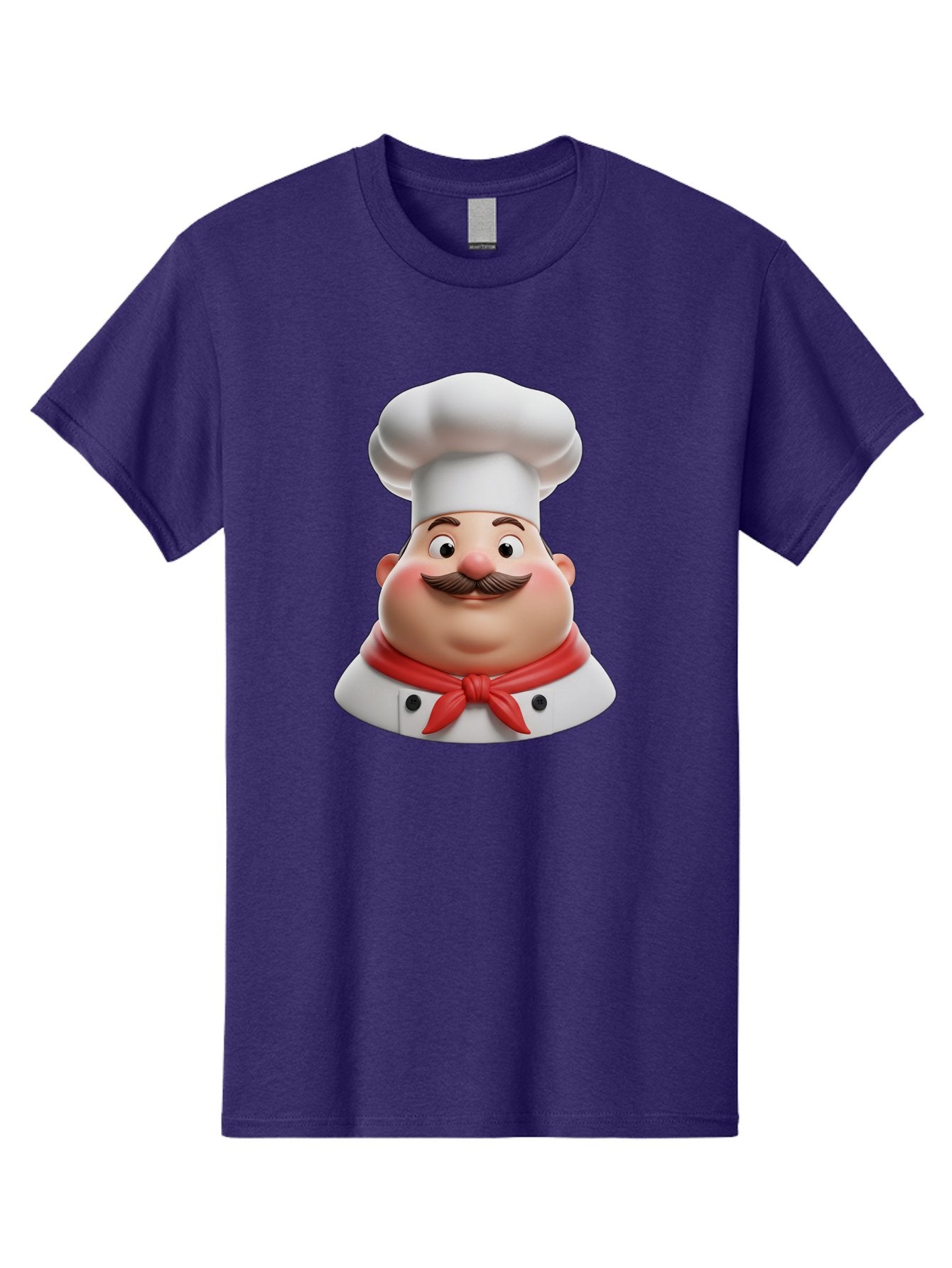 Chef Men'S Graphic Tee, 100% Cotton, Comfortable Casual Summer Wear, Machine Washable, Cartoon Chef, Smiling Man, Mustache, White Hat, Red Scarf, Chef'S Uniform, Cooking, Culinary Arts, Kitchen, Food Preparation Bac844 5