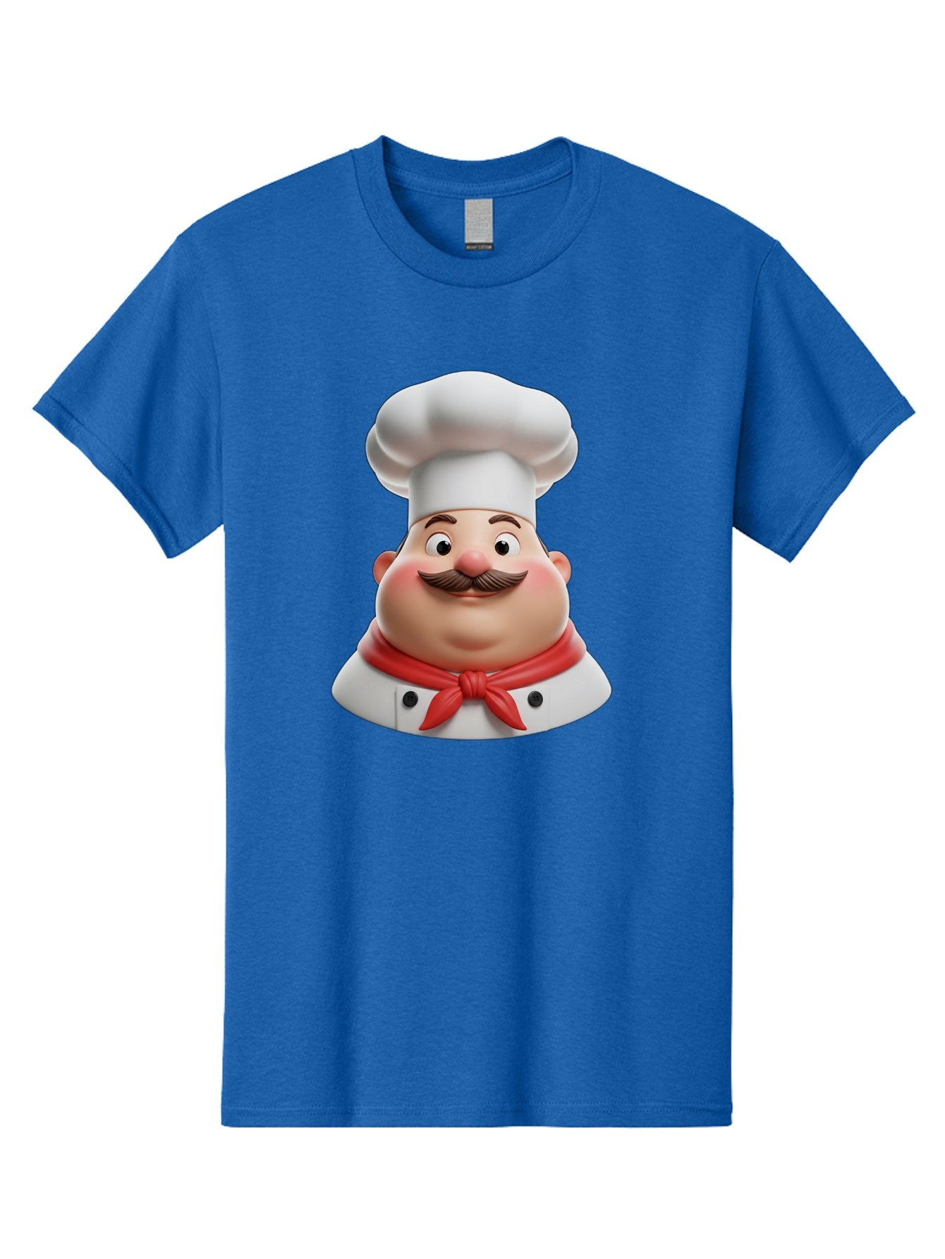Chef Men'S Graphic Tee, 100% Cotton, Comfortable Casual Summer Wear, Machine Washable, Cartoon Chef, Smiling Man, Mustache, White Hat, Red Scarf, Chef'S Uniform, Cooking, Culinary Arts, Kitchen, Food Preparation Bac844 15