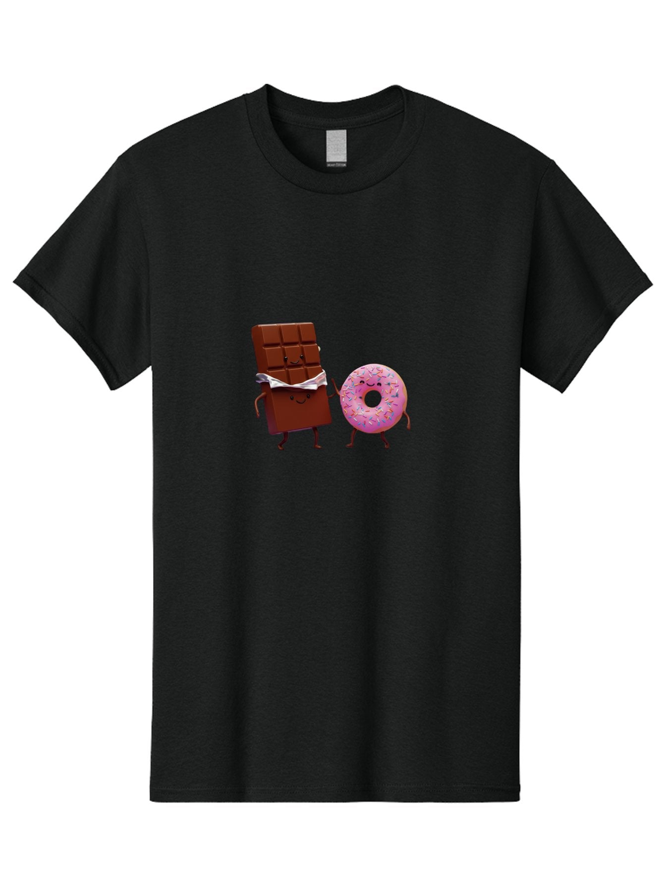 Chocolate-And-Donut Men'S Graphic Tee, 100% Cotton, Comfortable Casual Summer Wear, Machine Washable, Chocolate Bar, Donut With Sprinkles, Cartoon Characters, Sweet Treats, Dessert Lovers, Pastry, Baked Goods, Cute Graphic, Food Illustration Bac847 11