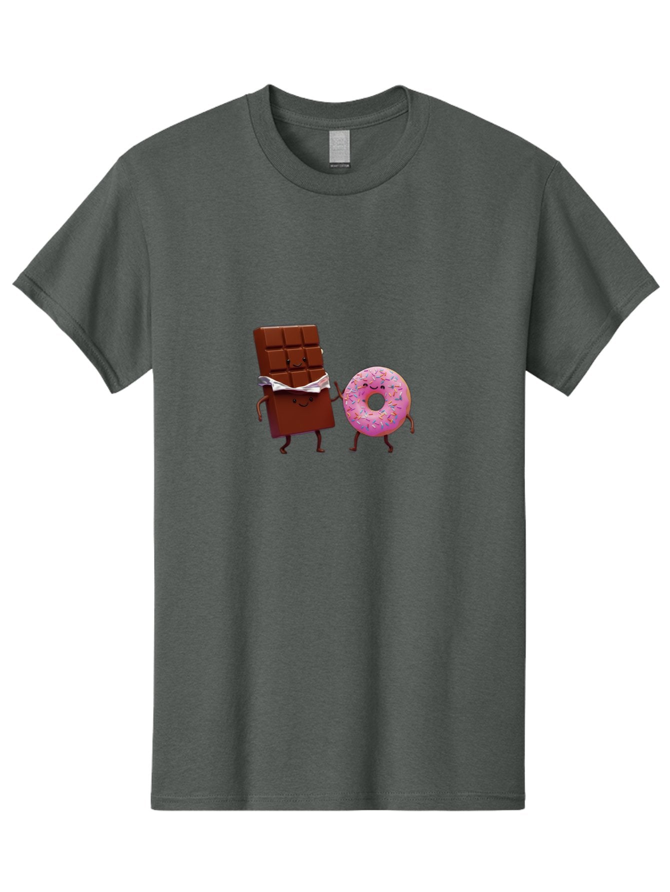 Chocolate-And-Donut Men'S Graphic Tee, 100% Cotton, Comfortable Casual Summer Wear, Machine Washable, Chocolate Bar, Donut With Sprinkles, Cartoon Characters, Sweet Treats, Dessert Lovers, Pastry, Baked Goods, Cute Graphic, Food Illustration Bac847 4