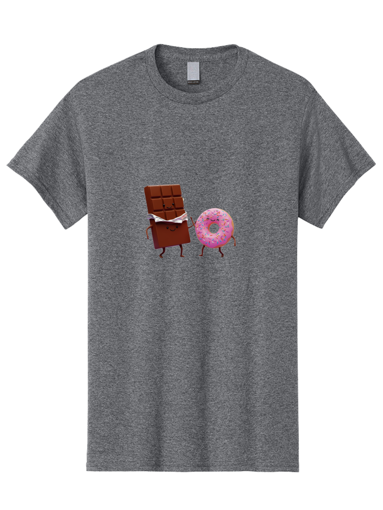 Chocolate-And-Donut Men'S Graphic Tee, 100% Cotton, Comfortable Casual Summer Wear, Machine Washable, Chocolate Bar, Donut With Sprinkles, Cartoon Characters, Sweet Treats, Dessert Lovers, Pastry, Baked Goods, Cute Graphic, Food Illustration Bac847 9