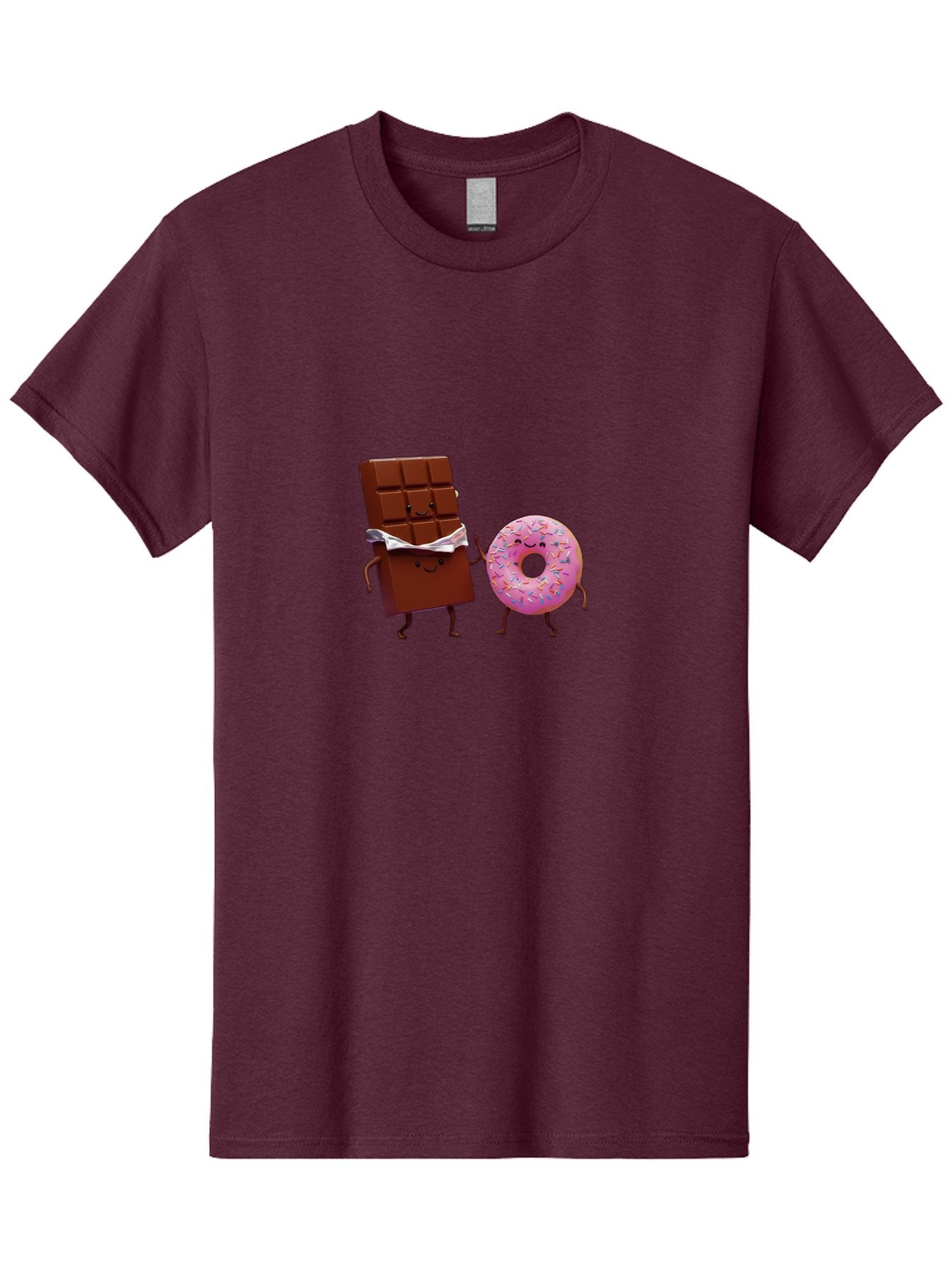 Chocolate-And-Donut Men'S Graphic Tee, 100% Cotton, Comfortable Casual Summer Wear, Machine Washable, Chocolate Bar, Donut With Sprinkles, Cartoon Characters, Sweet Treats, Dessert Lovers, Pastry, Baked Goods, Cute Graphic, Food Illustration Bac847 14
