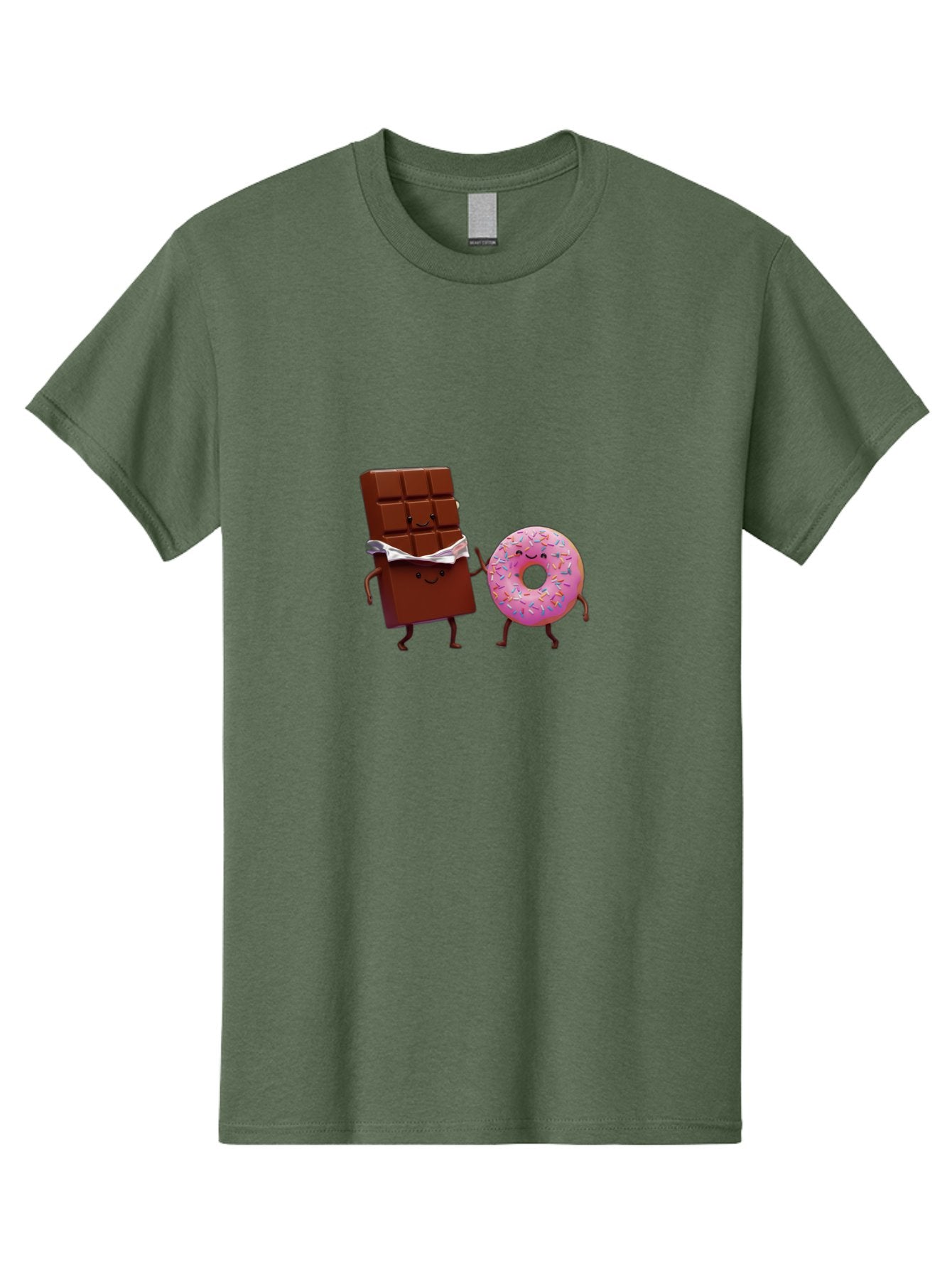 Chocolate-And-Donut Men'S Graphic Tee, 100% Cotton, Comfortable Casual Summer Wear, Machine Washable, Chocolate Bar, Donut With Sprinkles, Cartoon Characters, Sweet Treats, Dessert Lovers, Pastry, Baked Goods, Cute Graphic, Food Illustration Bac847 13