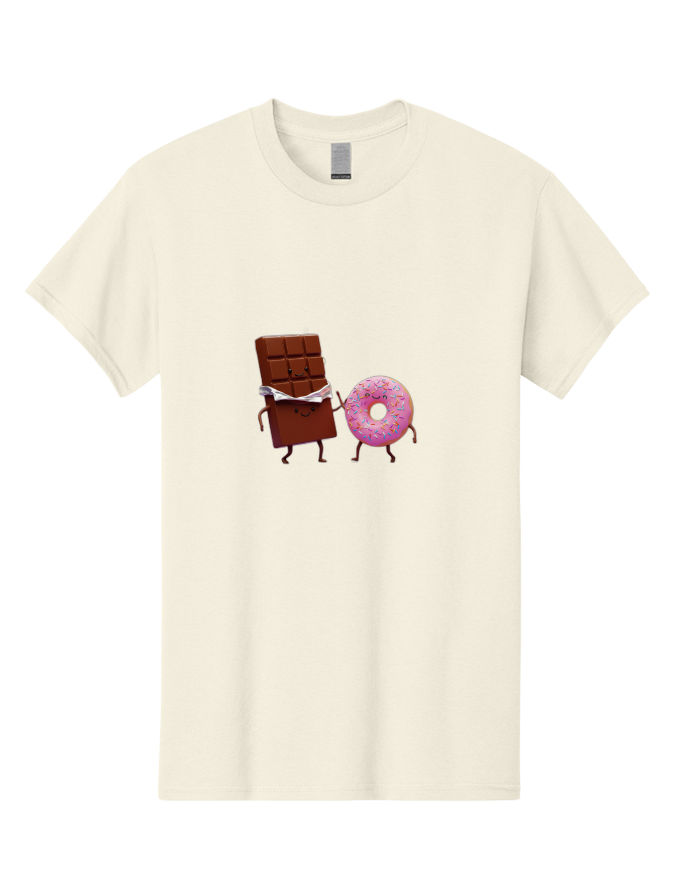 Chocolate-And-Donut Men'S Graphic Tee, 100% Cotton, Comfortable Casual Summer Wear, Machine Washable, Chocolate Bar, Donut With Sprinkles, Cartoon Characters, Sweet Treats, Dessert Lovers, Pastry, Baked Goods, Cute Graphic, Food Illustration Bac847 6