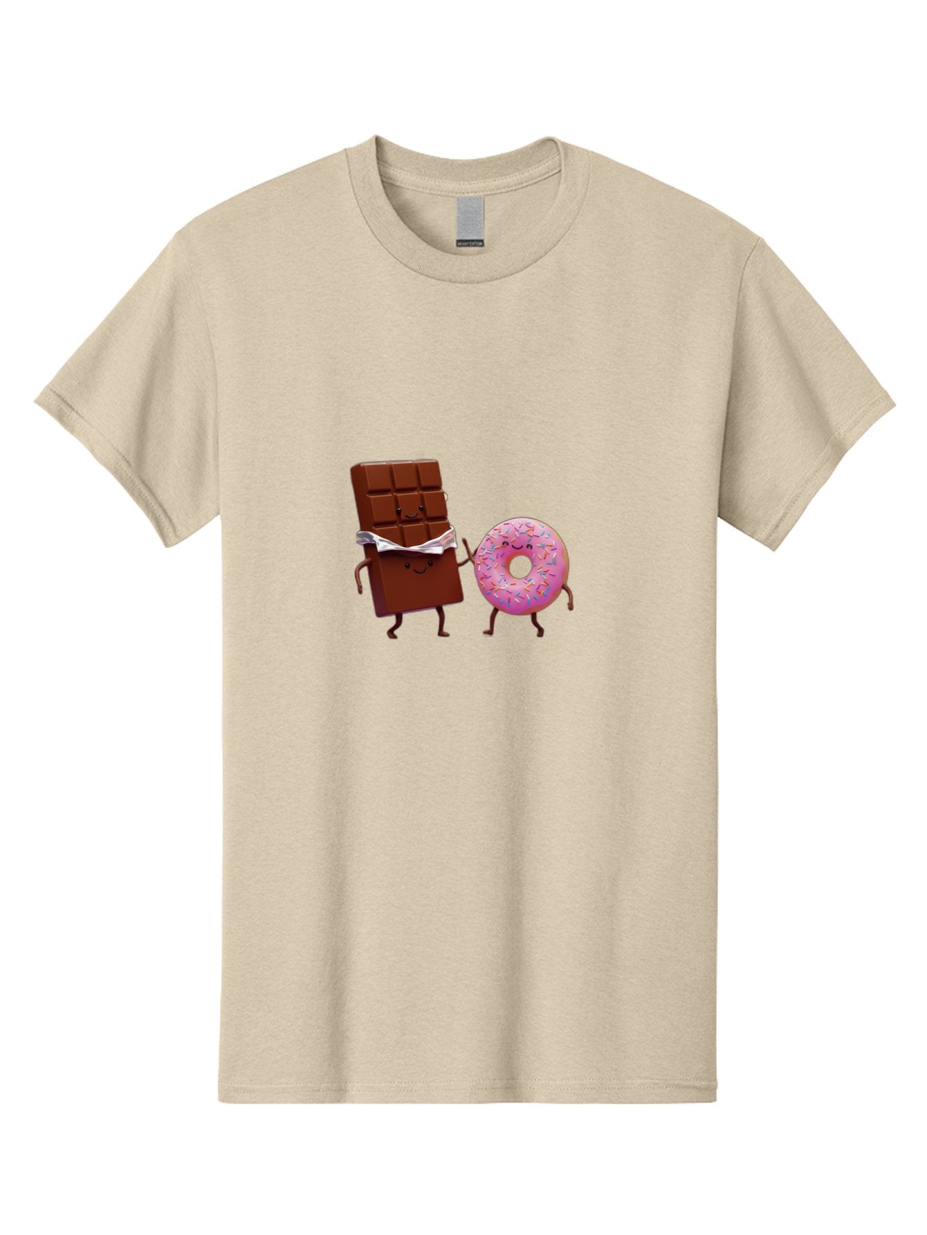 Chocolate-And-Donut Men'S Graphic Tee, 100% Cotton, Comfortable Casual Summer Wear, Machine Washable, Chocolate Bar, Donut With Sprinkles, Cartoon Characters, Sweet Treats, Dessert Lovers, Pastry, Baked Goods, Cute Graphic, Food Illustration Bac847 10