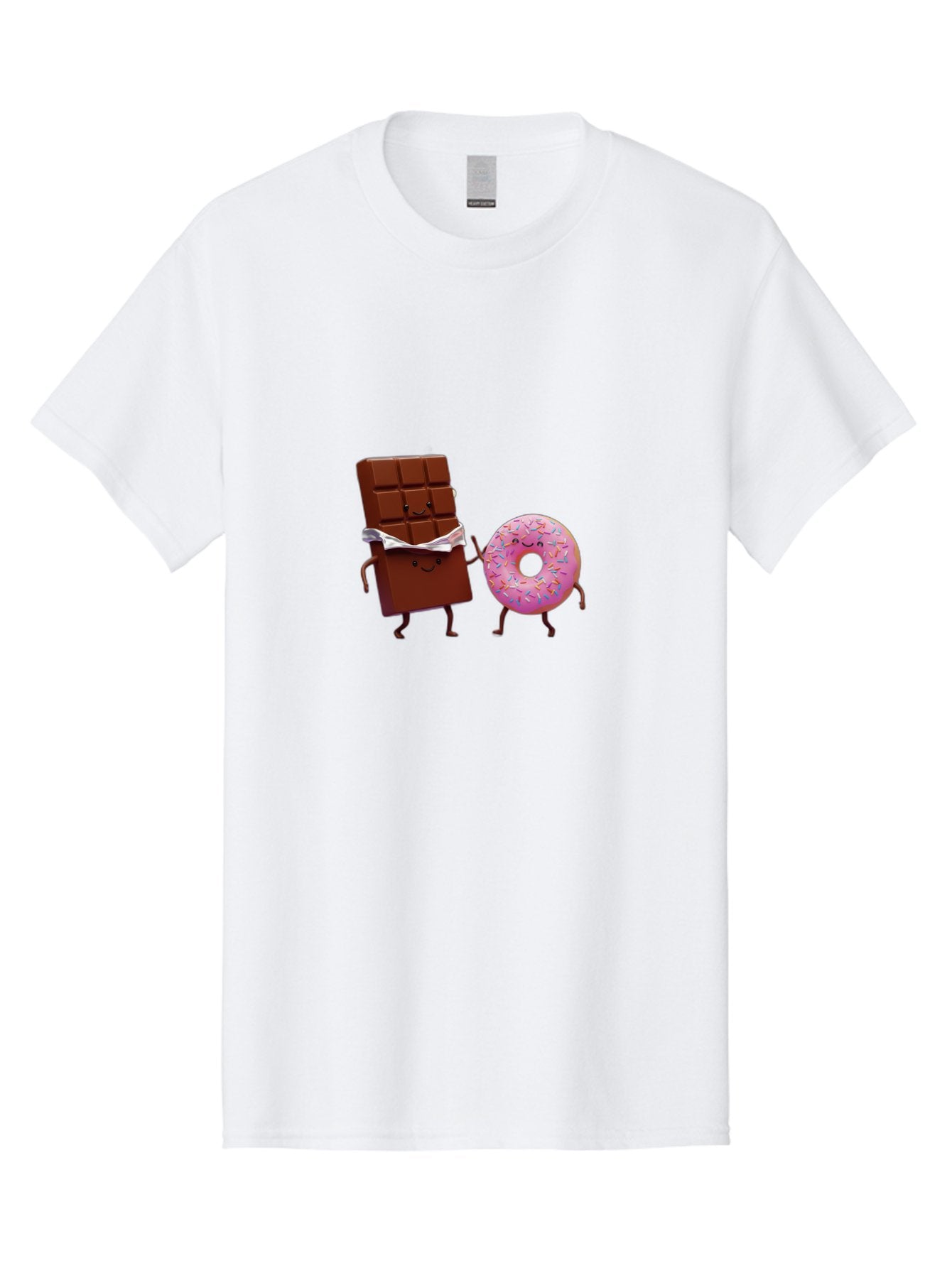 Chocolate-And-Donut Men'S Graphic Tee, 100% Cotton, Comfortable Casual Summer Wear, Machine Washable, Chocolate Bar, Donut With Sprinkles, Cartoon Characters, Sweet Treats, Dessert Lovers, Pastry, Baked Goods, Cute Graphic, Food Illustration Bac847 15