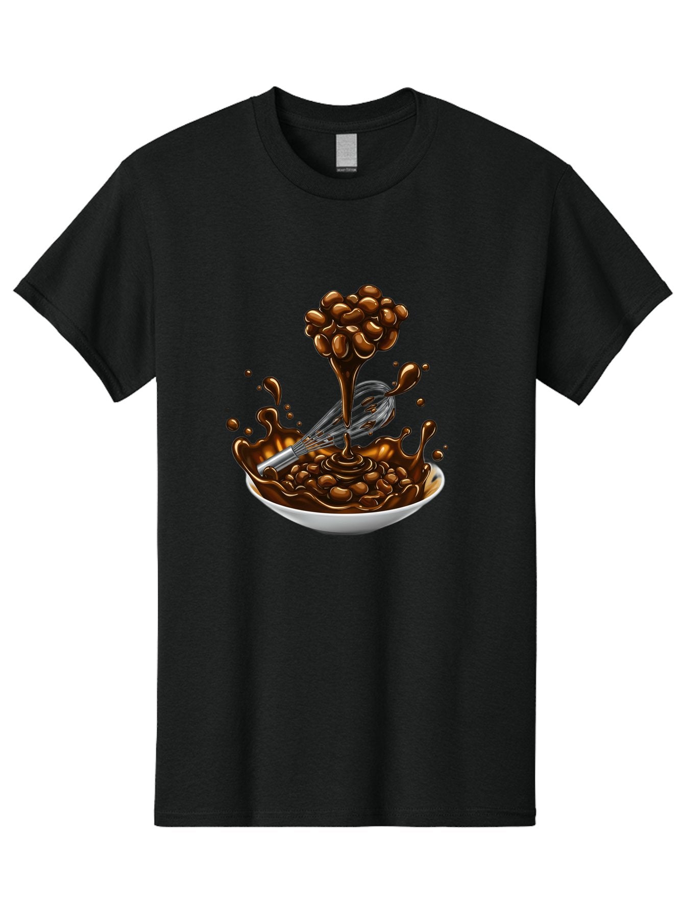 Chocolate Men'S Graphic Tee, 100% Cotton, Comfortable Casual Summer Wear, Machine Washable, Chocolate Sauce, Splatter Art, Whisk, White Bowl, Chocolate Beans, Coffee, Dessert, Sweet Treats, Indulgent, Rich, Decadent, Culinary Delight, Bac848 4