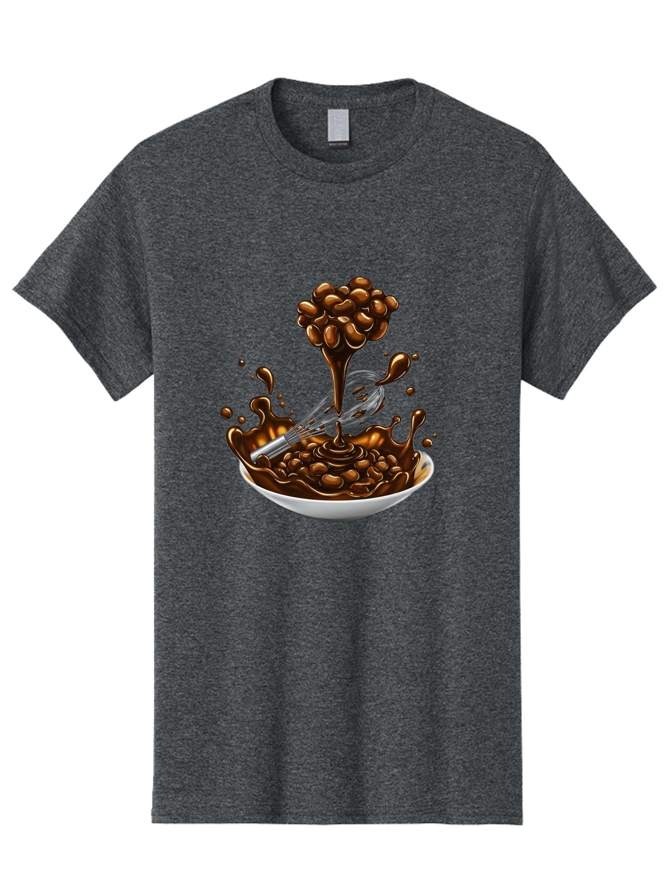 Chocolate Men'S Graphic Tee, 100% Cotton, Comfortable Casual Summer Wear, Machine Washable, Chocolate Sauce, Splatter Art, Whisk, White Bowl, Chocolate Beans, Coffee, Dessert, Sweet Treats, Indulgent, Rich, Decadent, Culinary Delight, Bac848 3