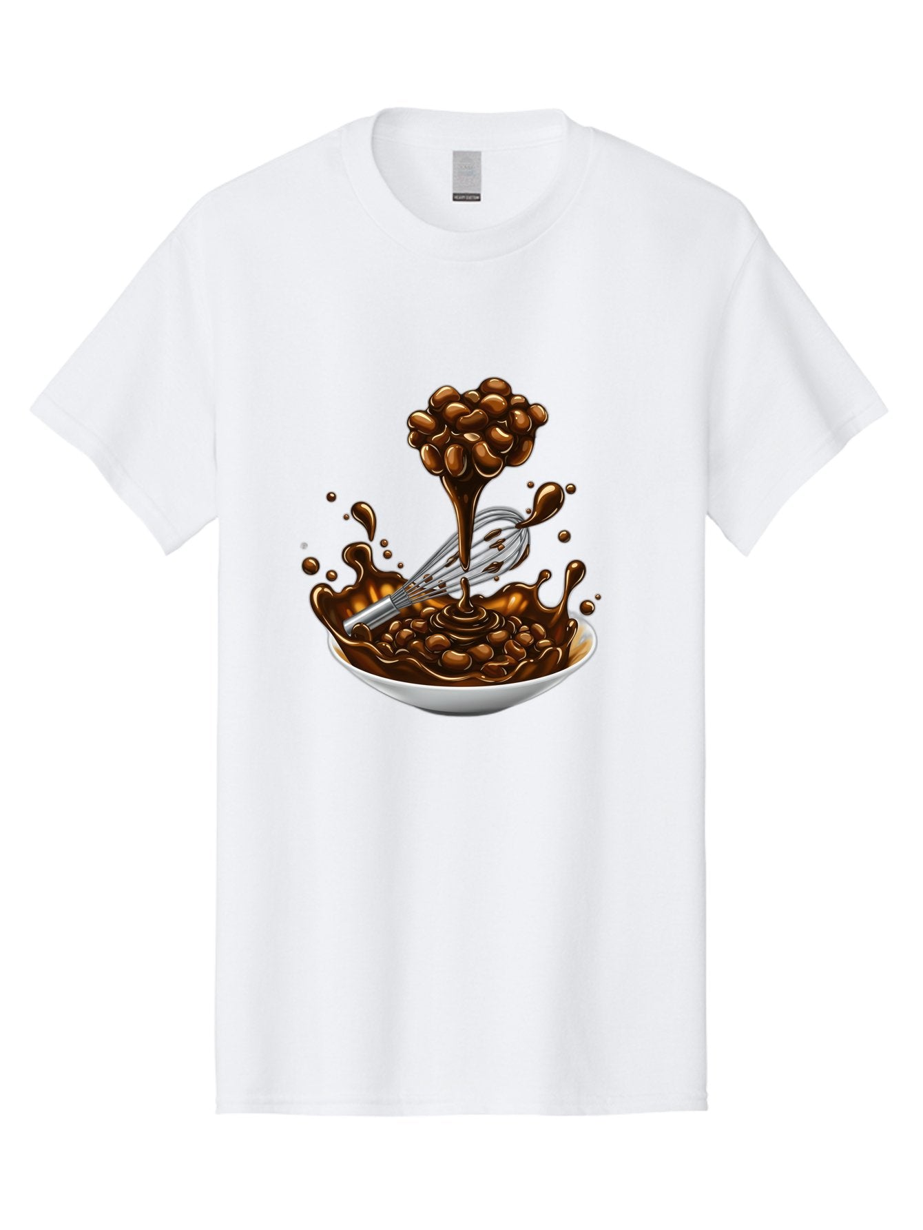 Chocolate Men'S Graphic Tee, 100% Cotton, Comfortable Casual Summer Wear, Machine Washable, Chocolate Sauce, Splatter Art, Whisk, White Bowl, Chocolate Beans, Coffee, Dessert, Sweet Treats, Indulgent, Rich, Decadent, Culinary Delight, Bac848 5