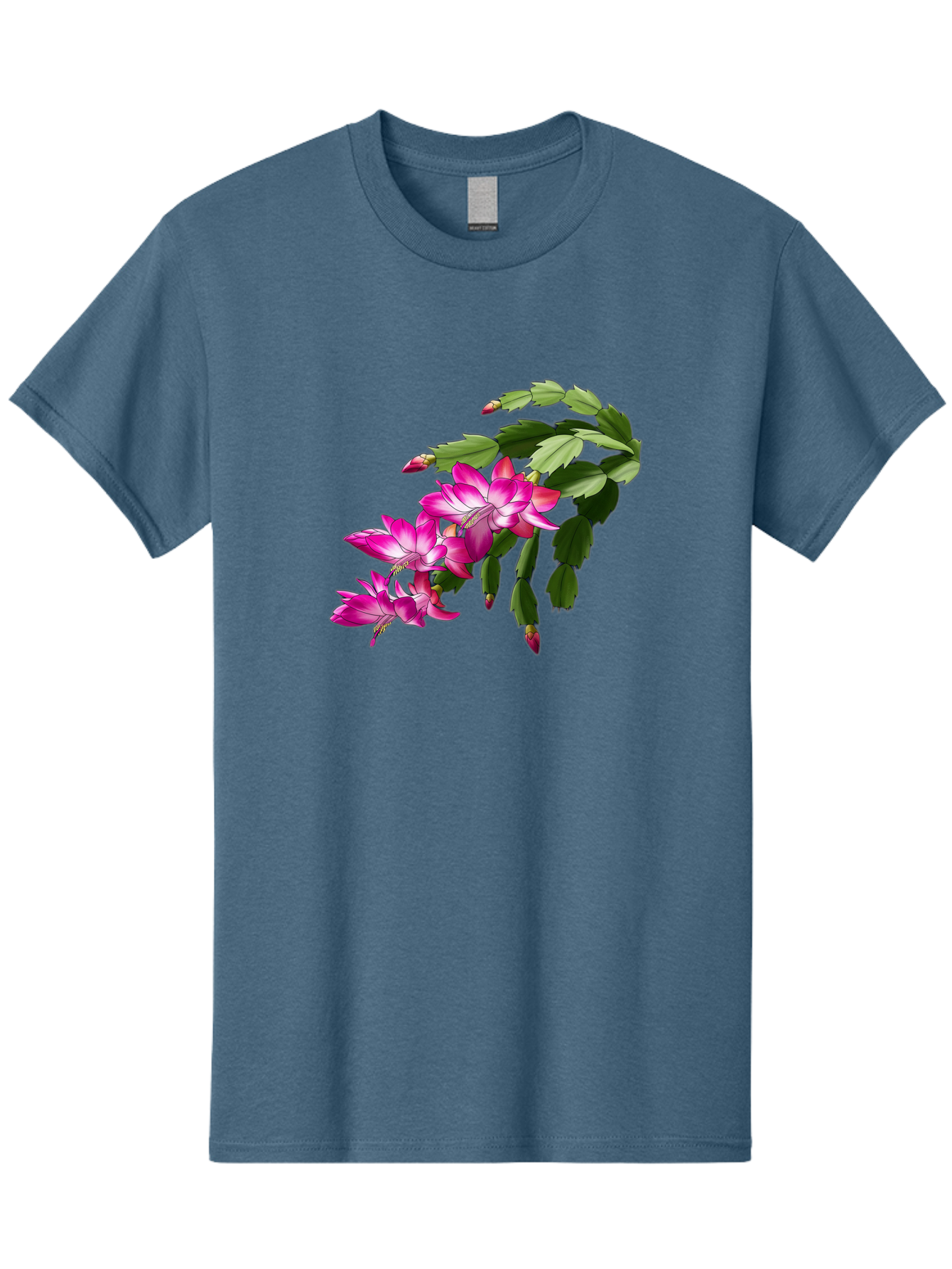 Christmas-Cactus Men'S Graphic Tee, 100% Cotton, Comfortable Casual Summer Wear, Machine Washable, Pink Flowers, Christmas Cactus, Festive Blooms, Holiday Decor, Vibrant Pink, White Accents, Green Leaves, Blooming Plants, Floral Arrangements Bac849 12