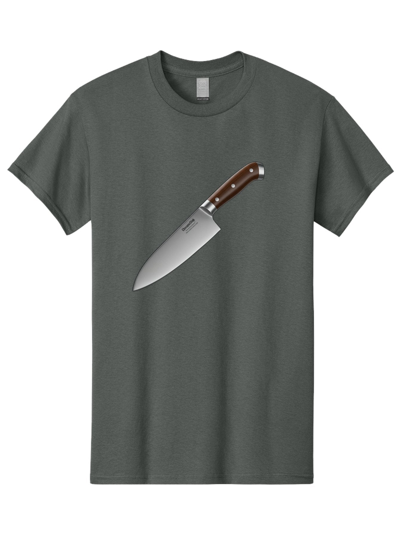 Christofle-Knife Men'S Graphic Tee, 100% Cotton, Comfortable Casual Summer Wear, Machine Washable, Sharp Chef Knife, Stainless Steel Blade, Brown Handle, Silver Rivets, Kitchen Utensil, Cooking Tool, Professional Chef Knife, Sharp Edge Bac850 12