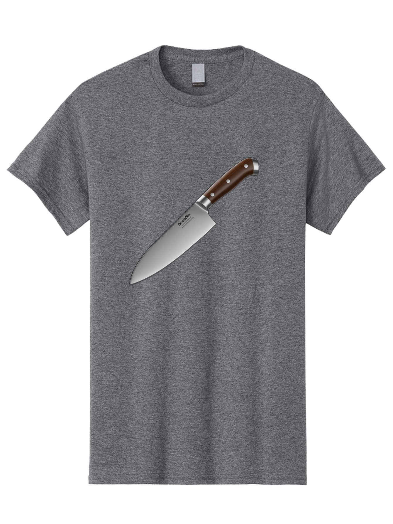 Christofle-Knife Men'S Graphic Tee, 100% Cotton, Comfortable Casual Summer Wear, Machine Washable, Sharp Chef Knife, Stainless Steel Blade, Brown Handle, Silver Rivets, Kitchen Utensil, Cooking Tool, Professional Chef Knife, Sharp Edge Bac850 3