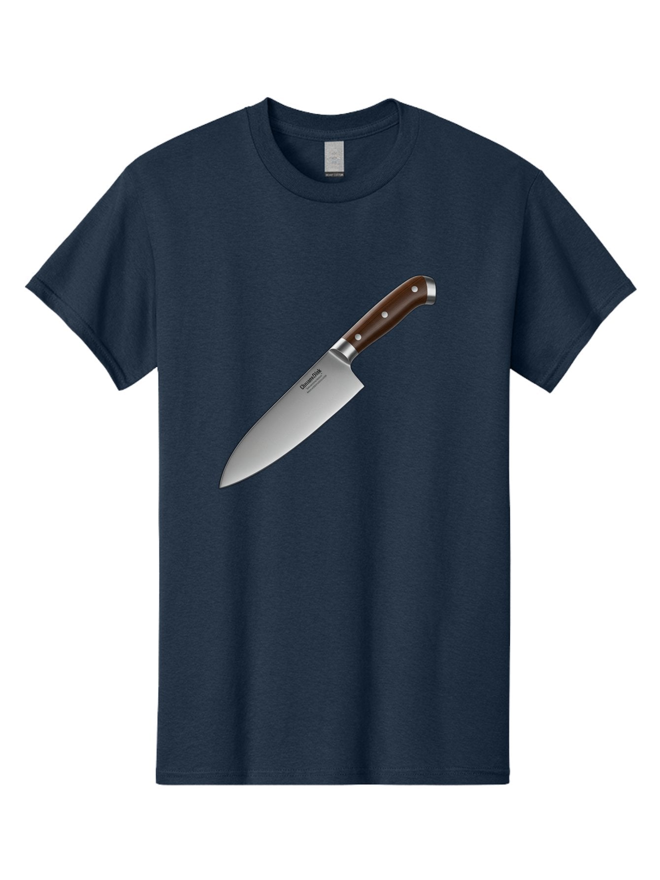 Christofle-Knife Men'S Graphic Tee, 100% Cotton, Comfortable Casual Summer Wear, Machine Washable, Sharp Chef Knife, Stainless Steel Blade, Brown Handle, Silver Rivets, Kitchen Utensil, Cooking Tool, Professional Chef Knife, Sharp Edge Bac850 15