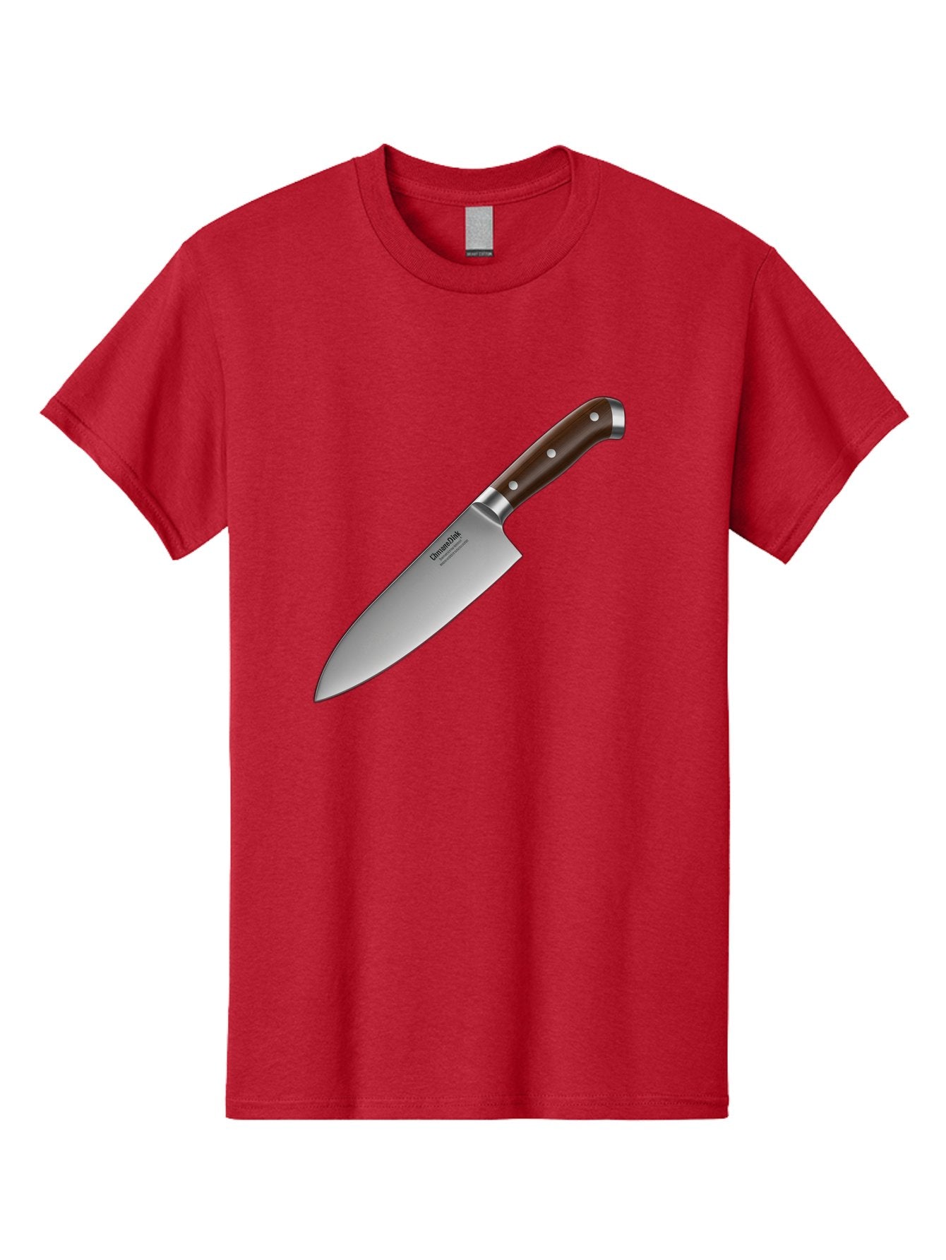 Christofle-Knife Men'S Graphic Tee, 100% Cotton, Comfortable Casual Summer Wear, Machine Washable, Sharp Chef Knife, Stainless Steel Blade, Brown Handle, Silver Rivets, Kitchen Utensil, Cooking Tool, Professional Chef Knife, Sharp Edge Bac850 14