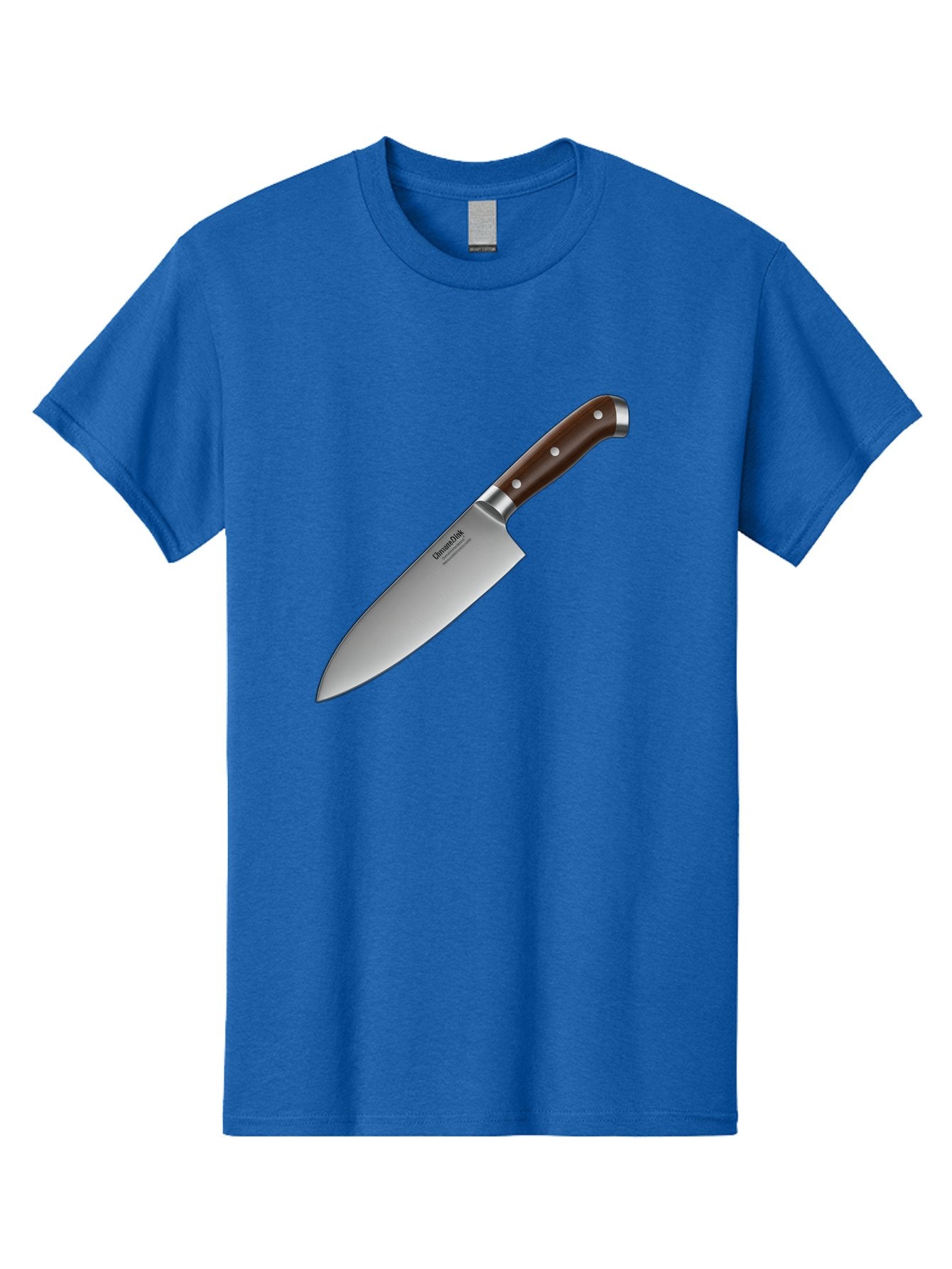 Christofle-Knife Men'S Graphic Tee, 100% Cotton, Comfortable Casual Summer Wear, Machine Washable, Sharp Chef Knife, Stainless Steel Blade, Brown Handle, Silver Rivets, Kitchen Utensil, Cooking Tool, Professional Chef Knife, Sharp Edge Bac850