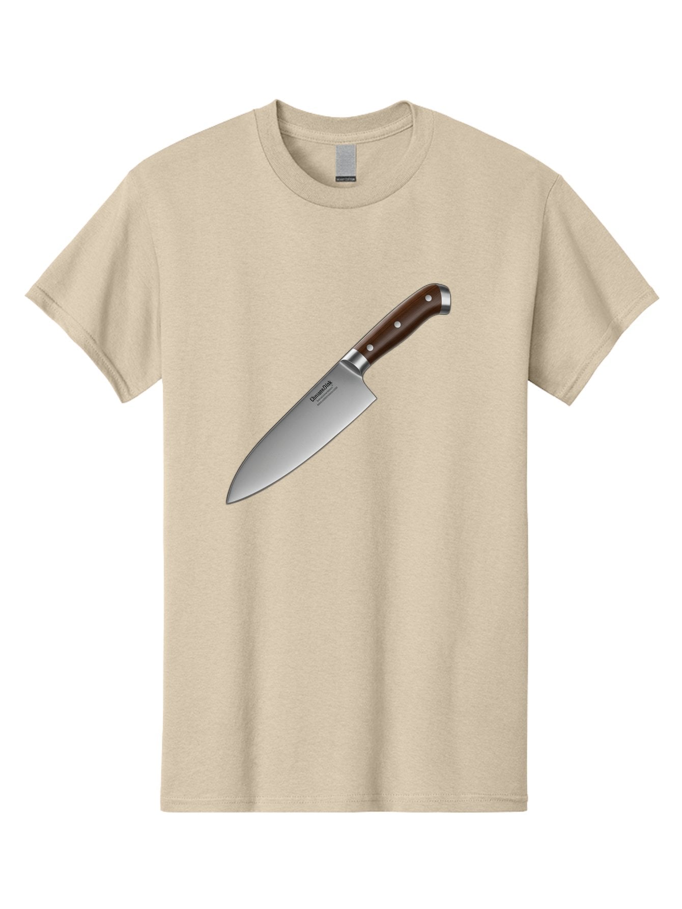 Christofle-Knife Men'S Graphic Tee, 100% Cotton, Comfortable Casual Summer Wear, Machine Washable, Sharp Chef Knife, Stainless Steel Blade, Brown Handle, Silver Rivets, Kitchen Utensil, Cooking Tool, Professional Chef Knife, Sharp Edge Bac850 11