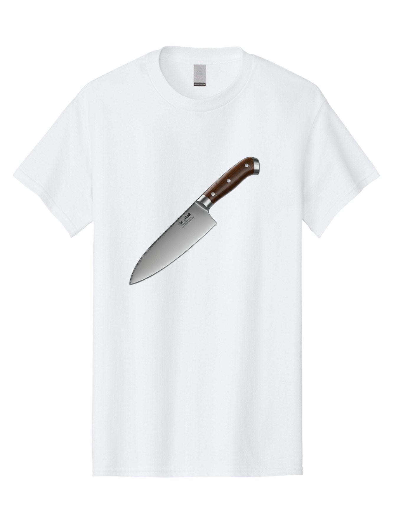 Christofle-Knife Men'S Graphic Tee, 100% Cotton, Comfortable Casual Summer Wear, Machine Washable, Sharp Chef Knife, Stainless Steel Blade, Brown Handle, Silver Rivets, Kitchen Utensil, Cooking Tool, Professional Chef Knife, Sharp Edge Bac850 4