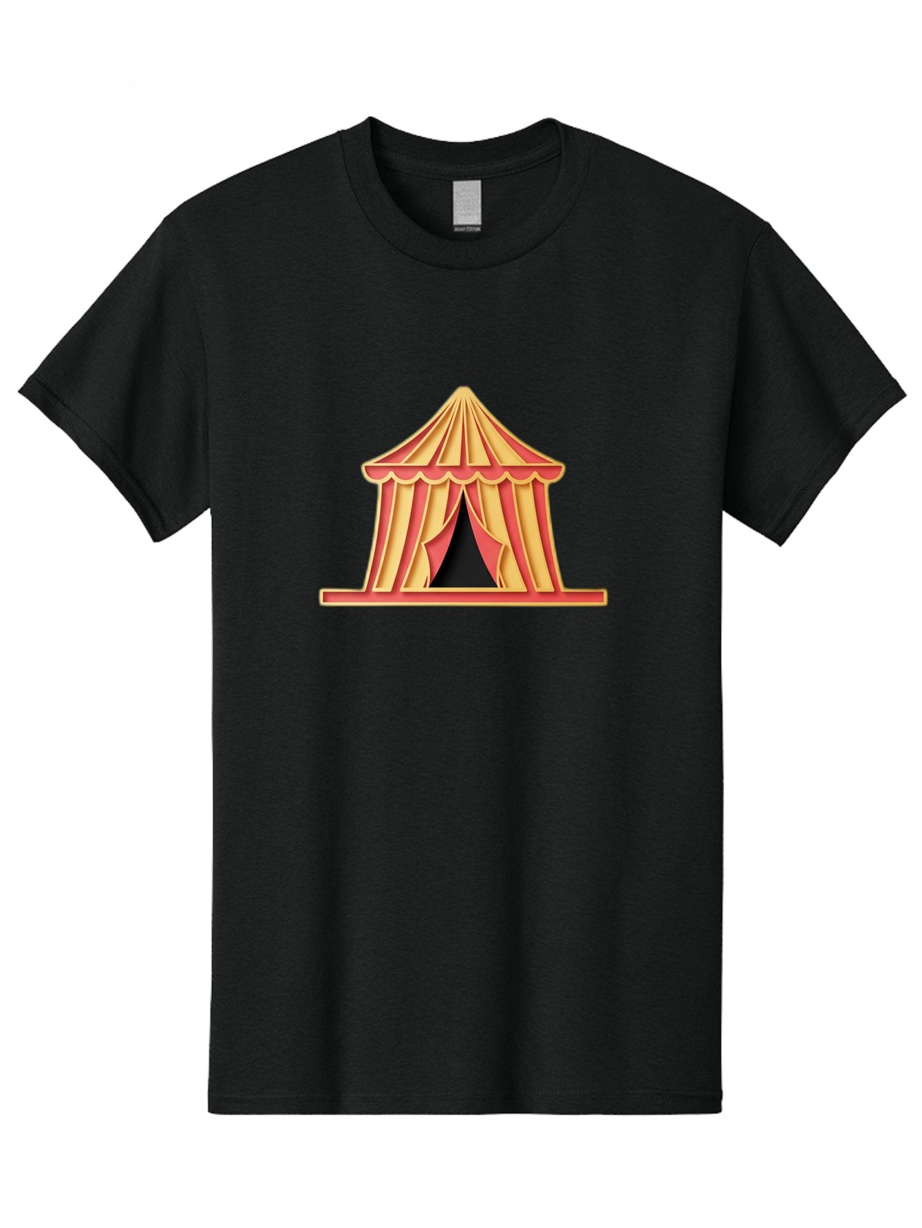 Circus-Tent-2 Men'S Graphic Tee, 100% Cotton, Comfortable Casual Summer Wear, Machine Washable, Yellow And Red Striped Tent, Vintage Circus, Carnival Theme, Red And Yellow Colors, Striped Pattern, Entertainment Venue, Amusement Park Bac853 4