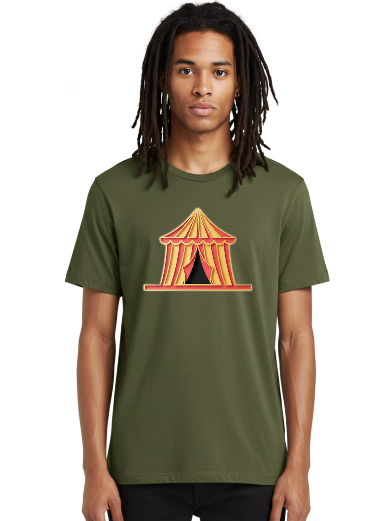 Circus-Tent-2 Men'S Graphic Tee, 100% Cotton, Comfortable Casual Summer Wear, Machine Washable, Yellow And Red Striped Tent, Vintage Circus, Carnival Theme, Red And Yellow Colors, Striped Pattern, Entertainment Venue, Amusement Park Bac853 30