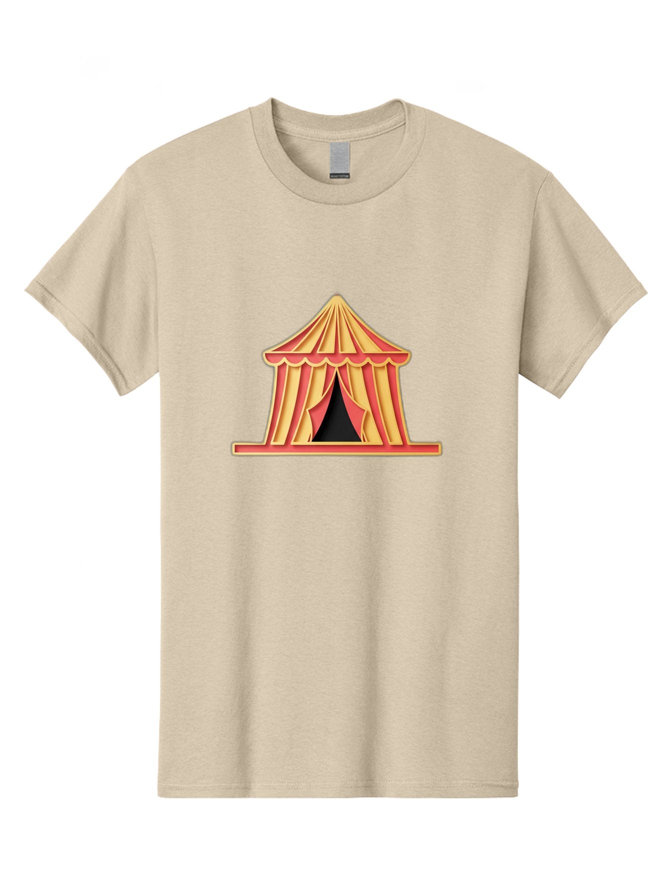Circus-Tent-2 Men'S Graphic Tee, 100% Cotton, Comfortable Casual Summer Wear, Machine Washable, Yellow And Red Striped Tent, Vintage Circus, Carnival Theme, Red And Yellow Colors, Striped Pattern, Entertainment Venue, Amusement Park Bac853
