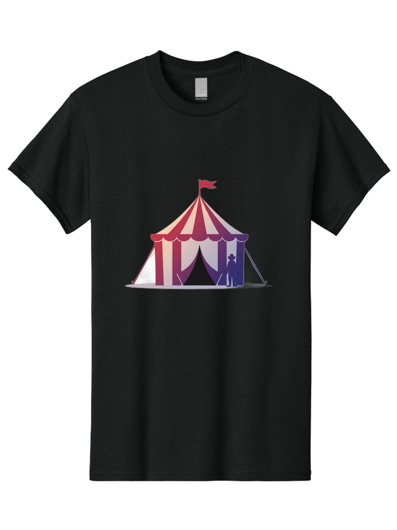 Circus-Tent-3 Men'S Graphic Tee, 100% Cotton, Comfortable Casual Summer Wear, Machine Washable, Striped Circus Tent, Red And White Stripes, Silhouetted Man, Vintage Top Hat, Retro Carnival, Festive Atmosphere, Tent Entrance Bac854 4