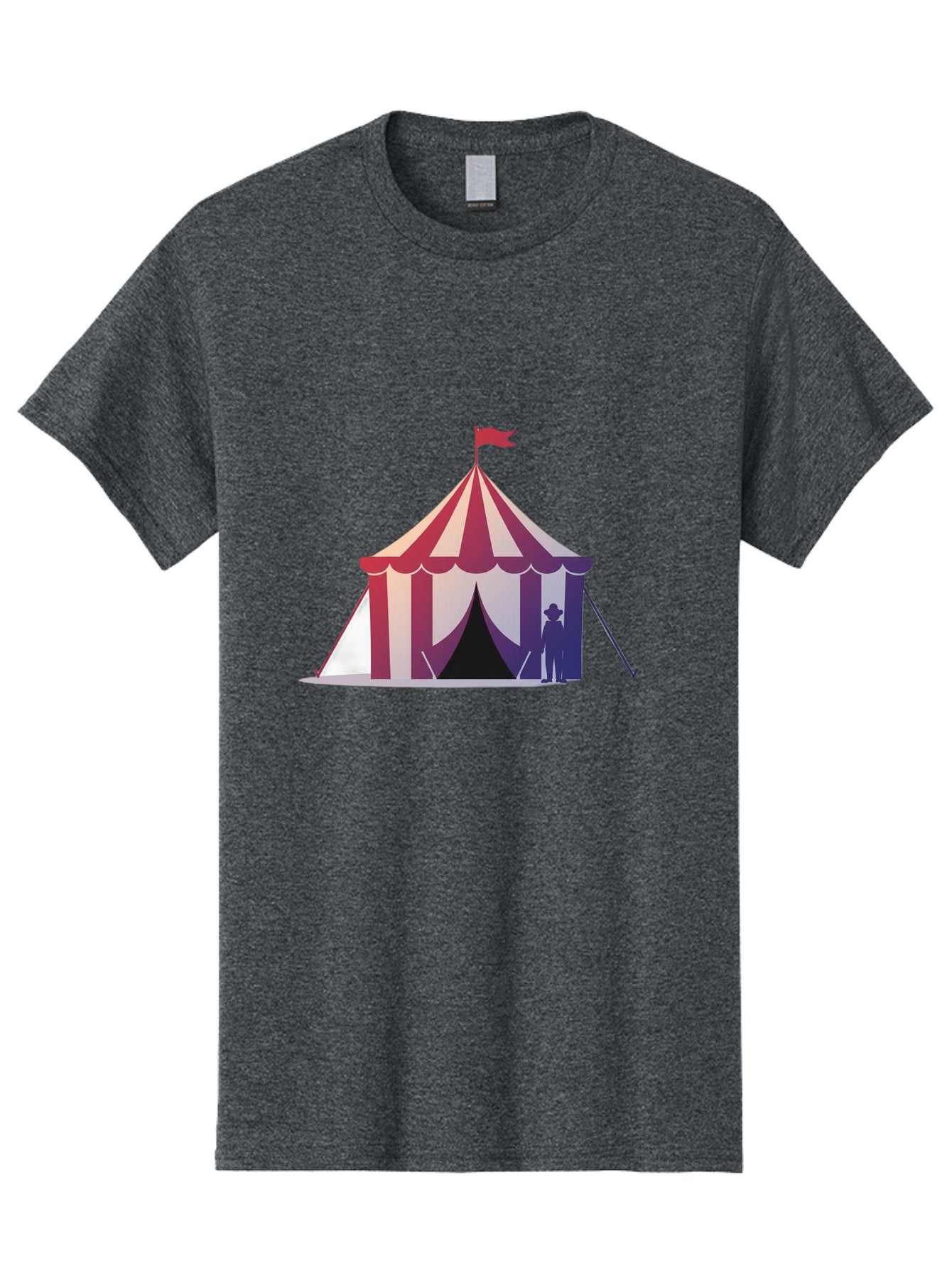 Circus-Tent-3 Men'S Graphic Tee, 100% Cotton, Comfortable Casual Summer Wear, Machine Washable, Striped Circus Tent, Red And White Stripes, Silhouetted Man, Vintage Top Hat, Retro Carnival, Festive Atmosphere, Tent Entrance Bac854 6