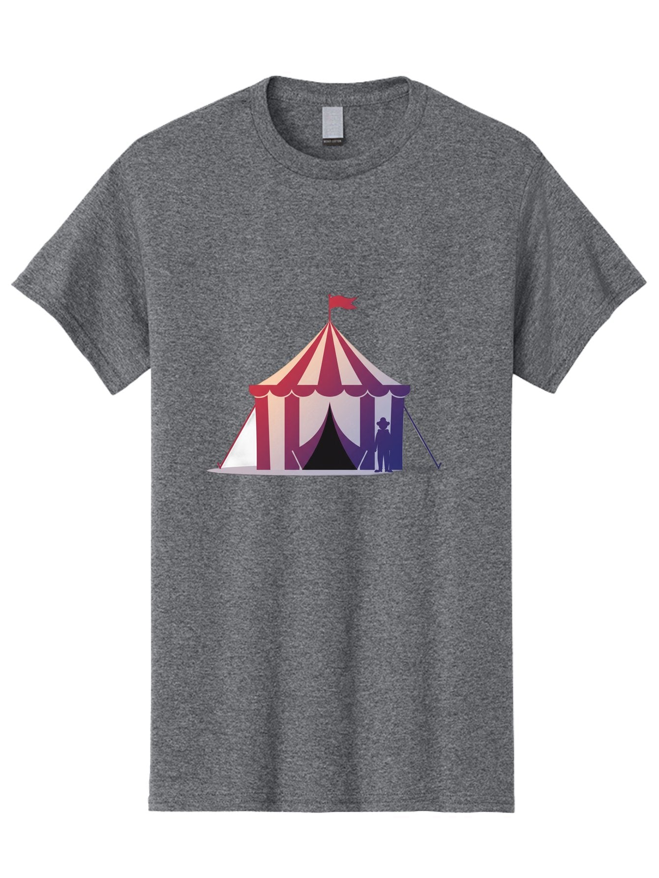 Circus-Tent-3 Men'S Graphic Tee, 100% Cotton, Comfortable Casual Summer Wear, Machine Washable, Striped Circus Tent, Red And White Stripes, Silhouetted Man, Vintage Top Hat, Retro Carnival, Festive Atmosphere, Tent Entrance Bac854 13