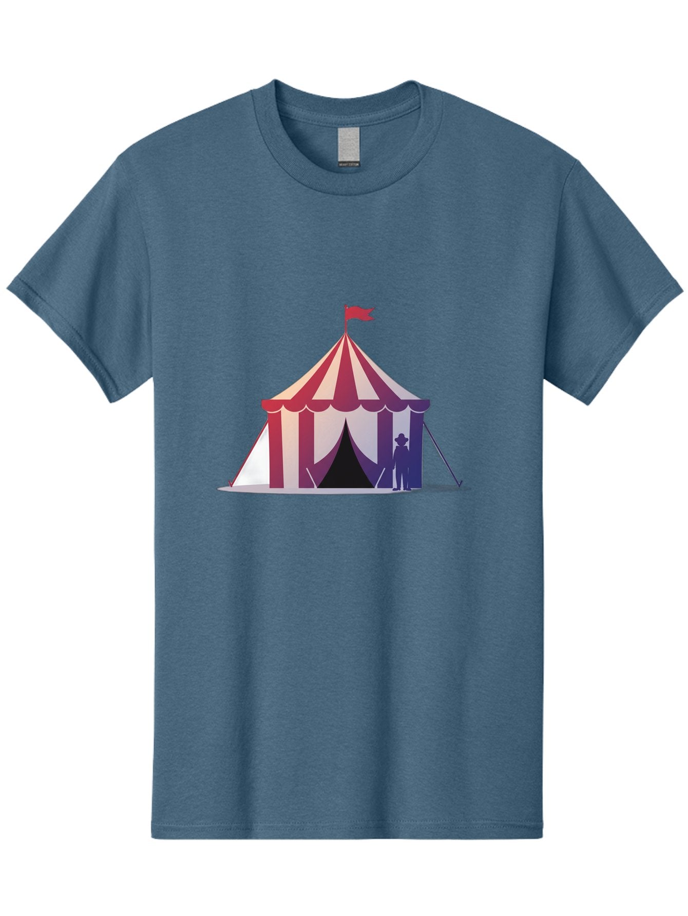 Circus-Tent-3 Men'S Graphic Tee, 100% Cotton, Comfortable Casual Summer Wear, Machine Washable, Striped Circus Tent, Red And White Stripes, Silhouetted Man, Vintage Top Hat, Retro Carnival, Festive Atmosphere, Tent Entrance Bac854 8