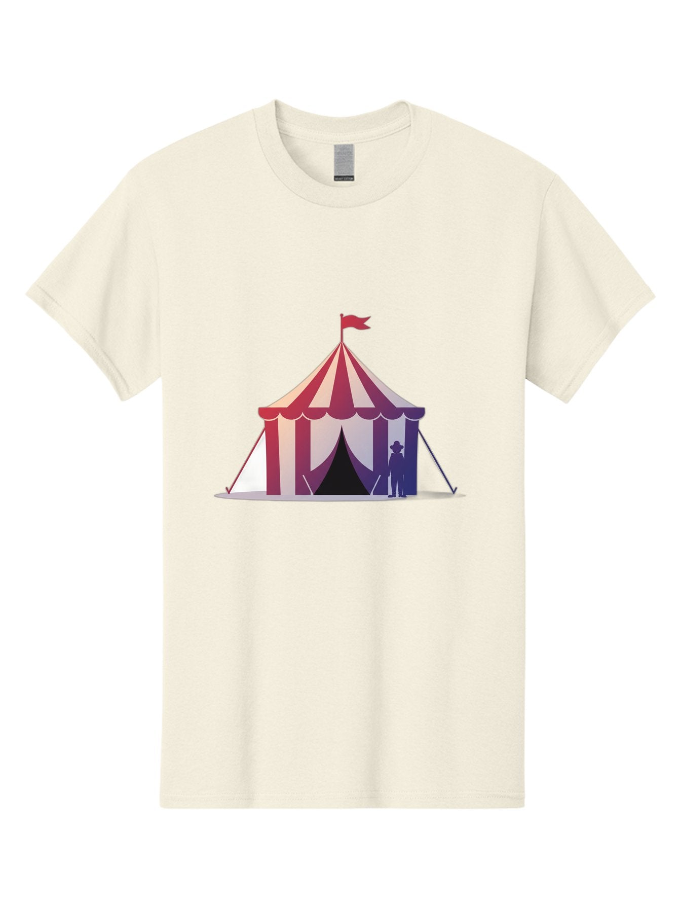 Circus-Tent-3 Men'S Graphic Tee, 100% Cotton, Comfortable Casual Summer Wear, Machine Washable, Striped Circus Tent, Red And White Stripes, Silhouetted Man, Vintage Top Hat, Retro Carnival, Festive Atmosphere, Tent Entrance Bac854 5