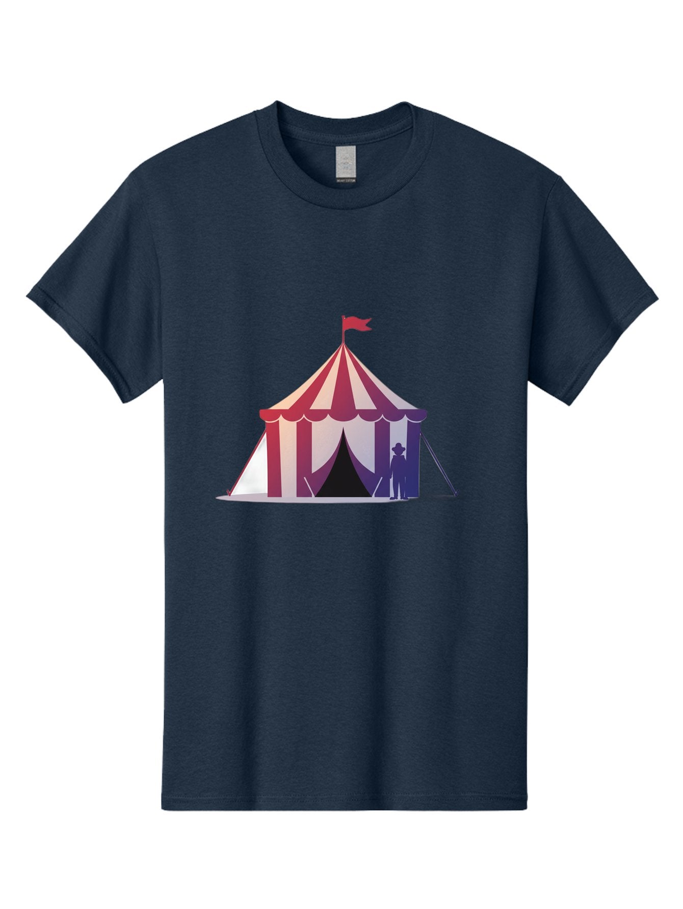 Circus-Tent-3 Men'S Graphic Tee, 100% Cotton, Comfortable Casual Summer Wear, Machine Washable, Striped Circus Tent, Red And White Stripes, Silhouetted Man, Vintage Top Hat, Retro Carnival, Festive Atmosphere, Tent Entrance Bac854 10
