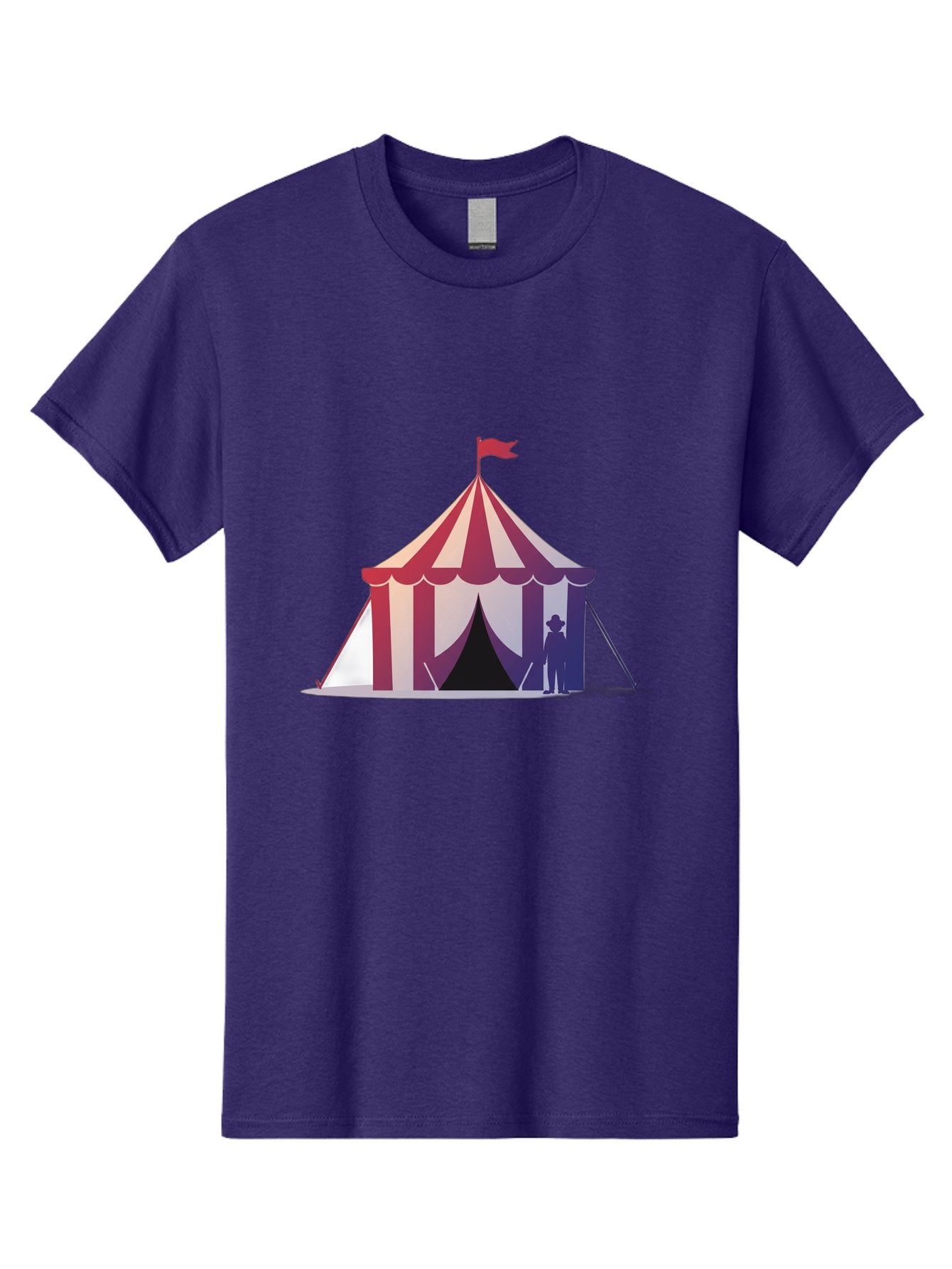 Circus-Tent-3 Men'S Graphic Tee, 100% Cotton, Comfortable Casual Summer Wear, Machine Washable, Striped Circus Tent, Red And White Stripes, Silhouetted Man, Vintage Top Hat, Retro Carnival, Festive Atmosphere, Tent Entrance Bac854
