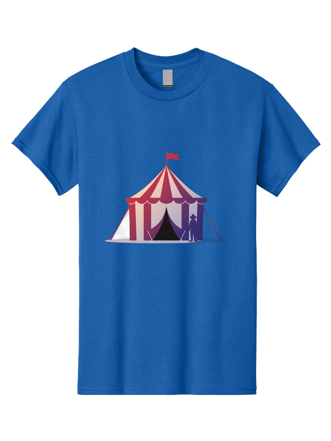 Circus-Tent-3 Men'S Graphic Tee, 100% Cotton, Comfortable Casual Summer Wear, Machine Washable, Striped Circus Tent, Red And White Stripes, Silhouetted Man, Vintage Top Hat, Retro Carnival, Festive Atmosphere, Tent Entrance Bac854 9