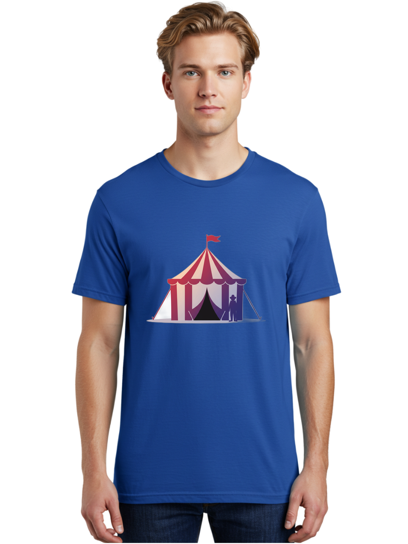 Circus-Tent-3 Men'S Graphic Tee, 100% Cotton, Comfortable Casual Summer Wear, Machine Washable, Striped Circus Tent, Red And White Stripes, Silhouetted Man, Vintage Top Hat, Retro Carnival, Festive Atmosphere, Tent Entrance Bac854 20