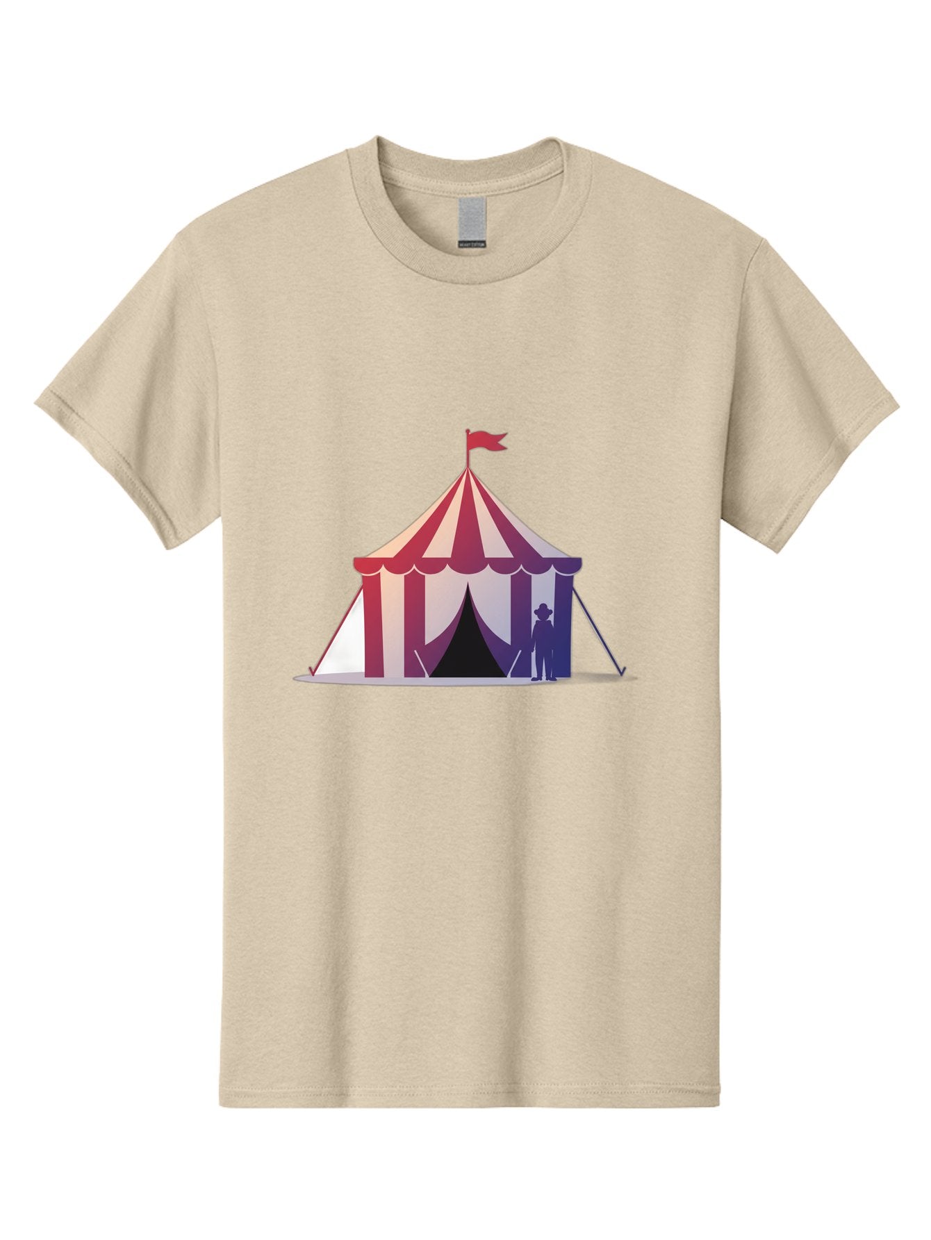 Circus-Tent-3 Men'S Graphic Tee, 100% Cotton, Comfortable Casual Summer Wear, Machine Washable, Striped Circus Tent, Red And White Stripes, Silhouetted Man, Vintage Top Hat, Retro Carnival, Festive Atmosphere, Tent Entrance Bac854 12