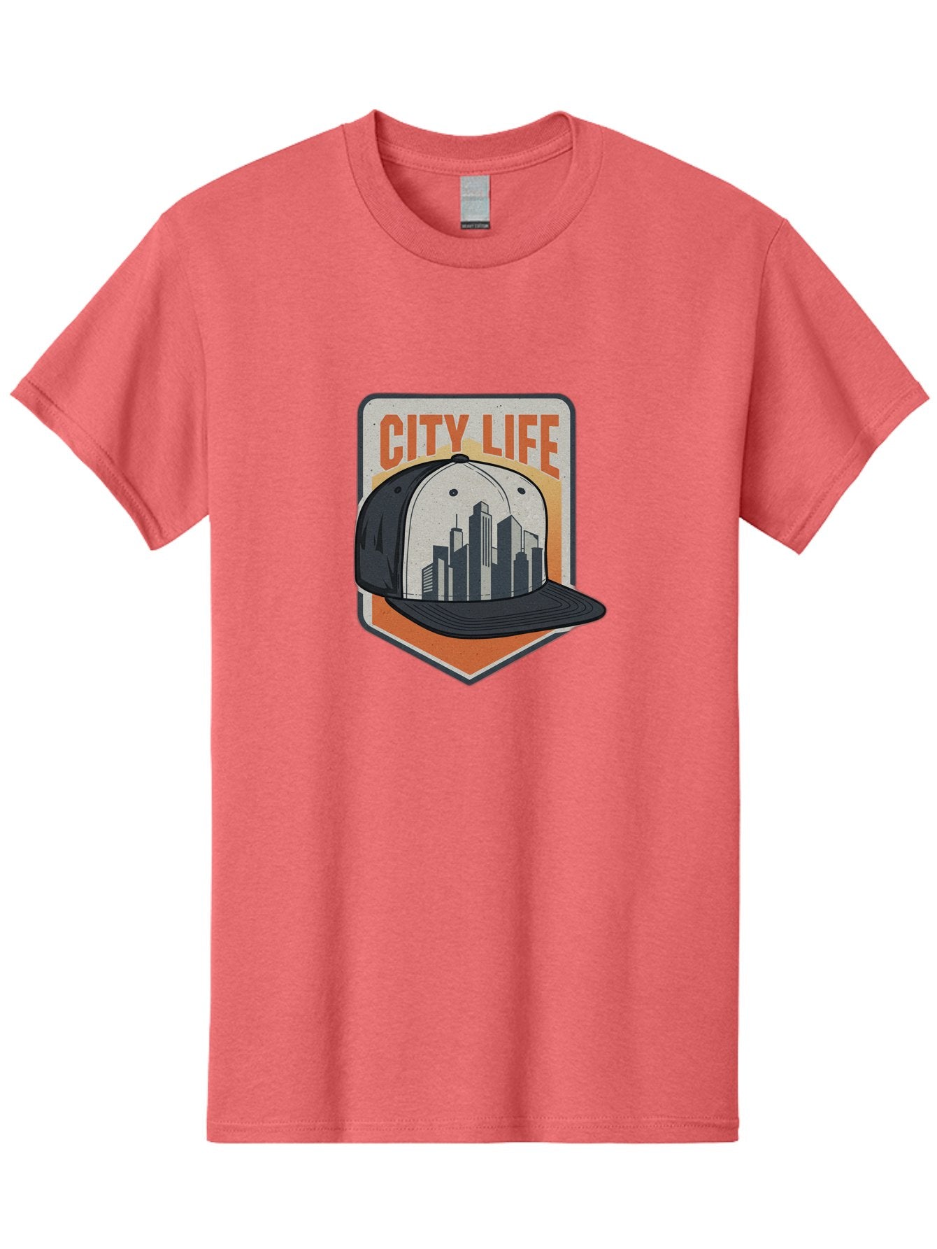 City-Life Men'S Graphic Tee, 100% Cotton, Comfortable Casual Summer Wear, Machine Washable, City Life, Urban Culture, Streetwear Fashion, Baseball Cap, Cityscape Design, Urban Lifestyle, City Vibes, Trendy Apparel Bac857 11