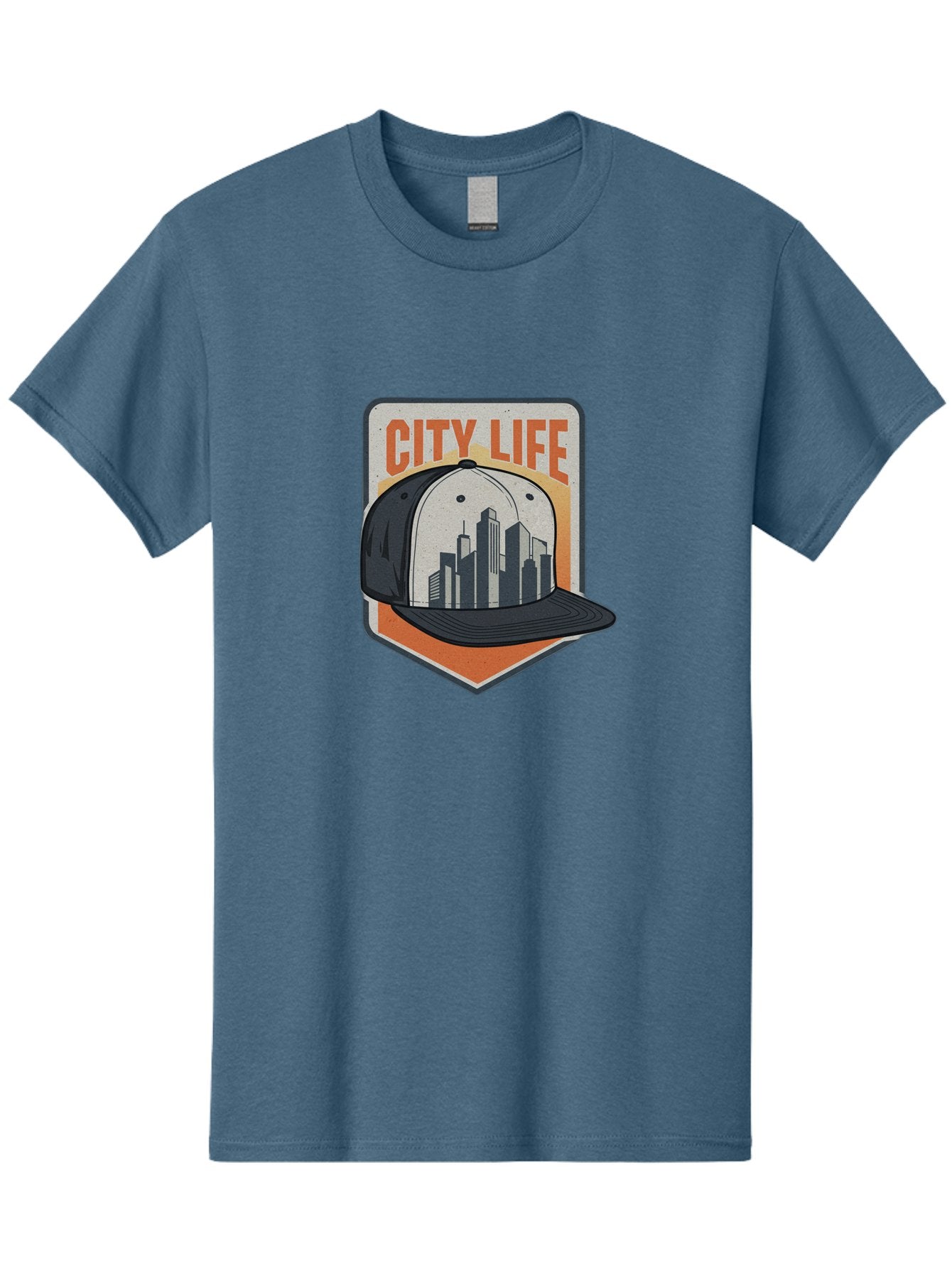 City-Life Men'S Graphic Tee, 100% Cotton, Comfortable Casual Summer Wear, Machine Washable, City Life, Urban Culture, Streetwear Fashion, Baseball Cap, Cityscape Design, Urban Lifestyle, City Vibes, Trendy Apparel Bac857 5