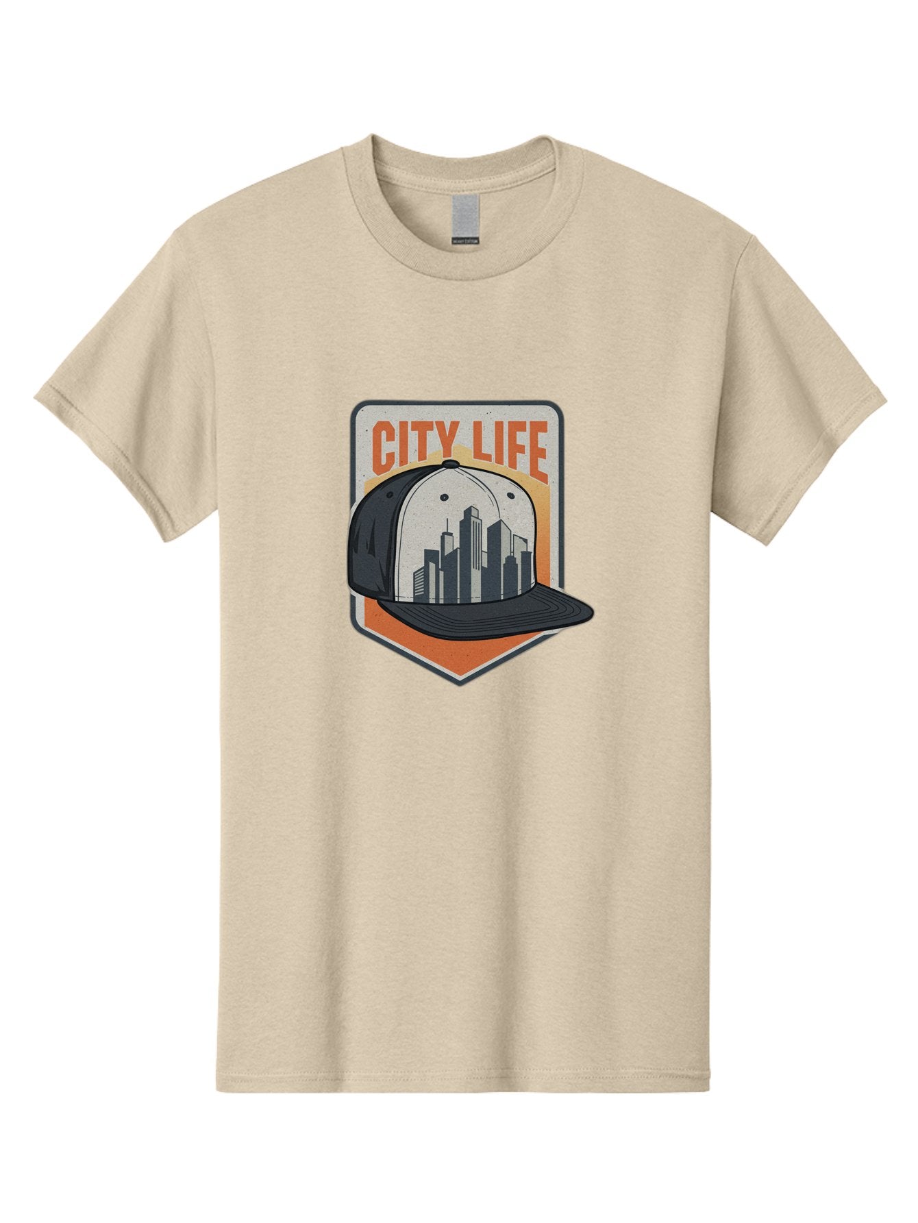 City-Life Men'S Graphic Tee, 100% Cotton, Comfortable Casual Summer Wear, Machine Washable, City Life, Urban Culture, Streetwear Fashion, Baseball Cap, Cityscape Design, Urban Lifestyle, City Vibes, Trendy Apparel Bac857