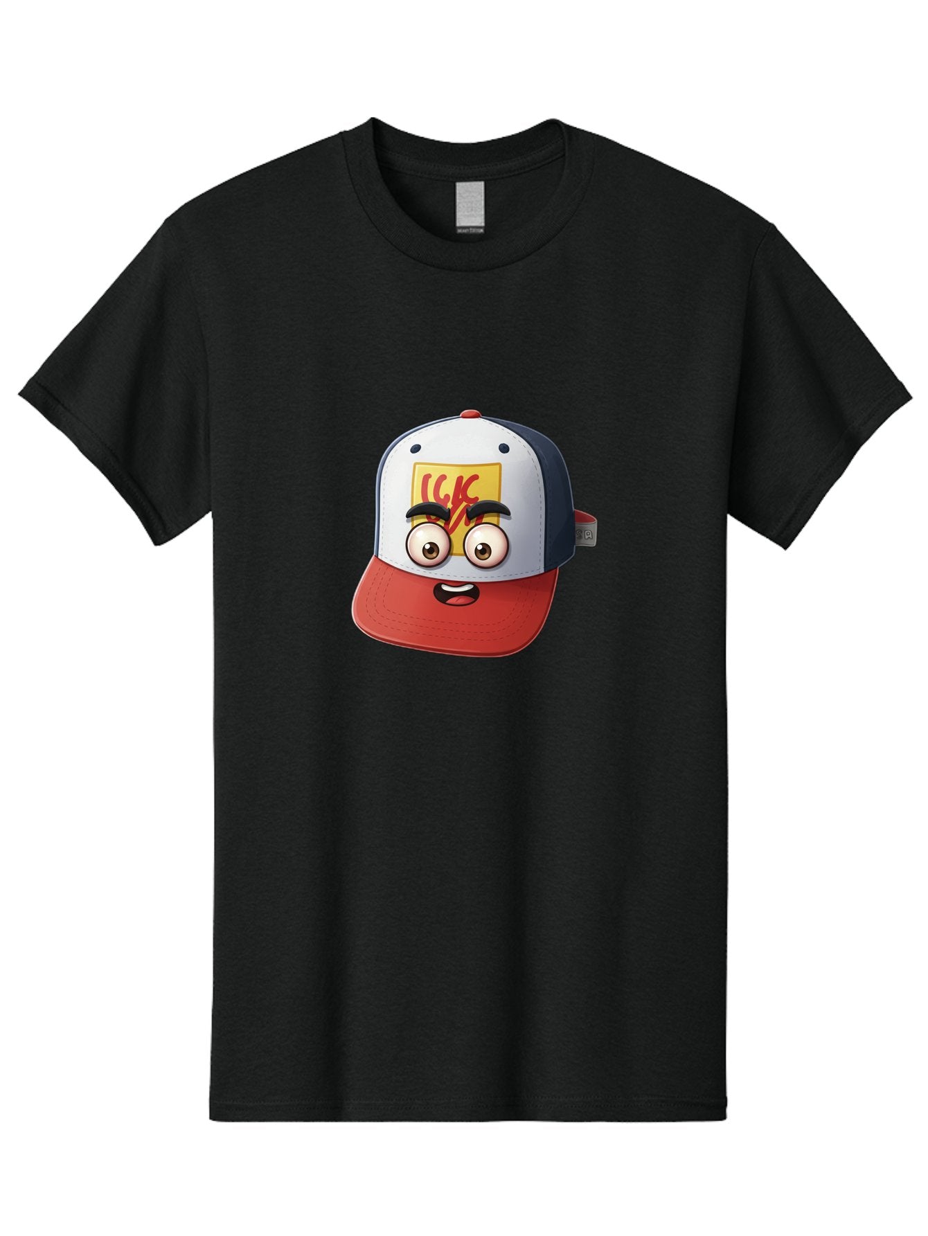 Ckc-Cap Men'S Graphic Tee, 100% Cotton, Comfortable Casual Summer Wear, Machine Washable, Cartoon Cap, Baseball Hat, Funny Face, Cartoon Eyes, Eyebrow Expression, Casual Wear, Trendy Accessory, Youth Culture, Pop Art, Kawaii Style Bac858 14