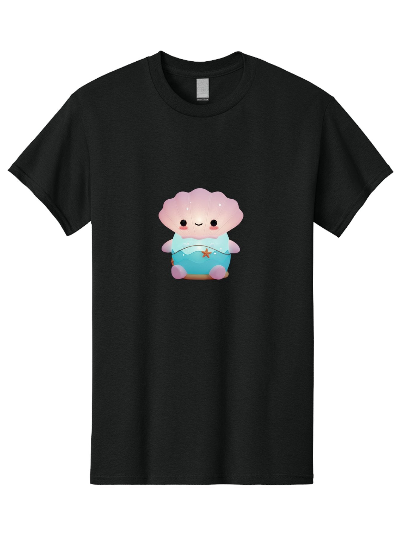 Clamshell-Character Men'S Graphic Tee, 100% Cotton, Comfortable Casual Summer Wear, Machine Washable, Soft Pink Jellyfish, Night Light, Soothing Ambiance, Underwater Decor, Ocean-Inspired Design, Peaceful Lighting, Cozy Bedroom, Bac859 14