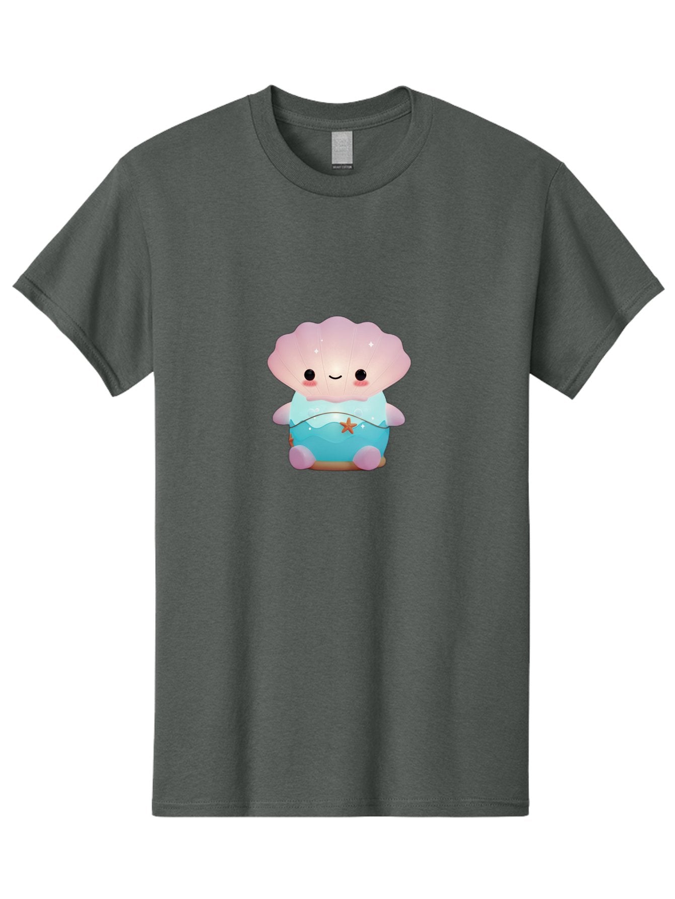 Clamshell-Character Men'S Graphic Tee, 100% Cotton, Comfortable Casual Summer Wear, Machine Washable, Soft Pink Jellyfish, Night Light, Soothing Ambiance, Underwater Decor, Ocean-Inspired Design, Peaceful Lighting, Cozy Bedroom, Bac859 11