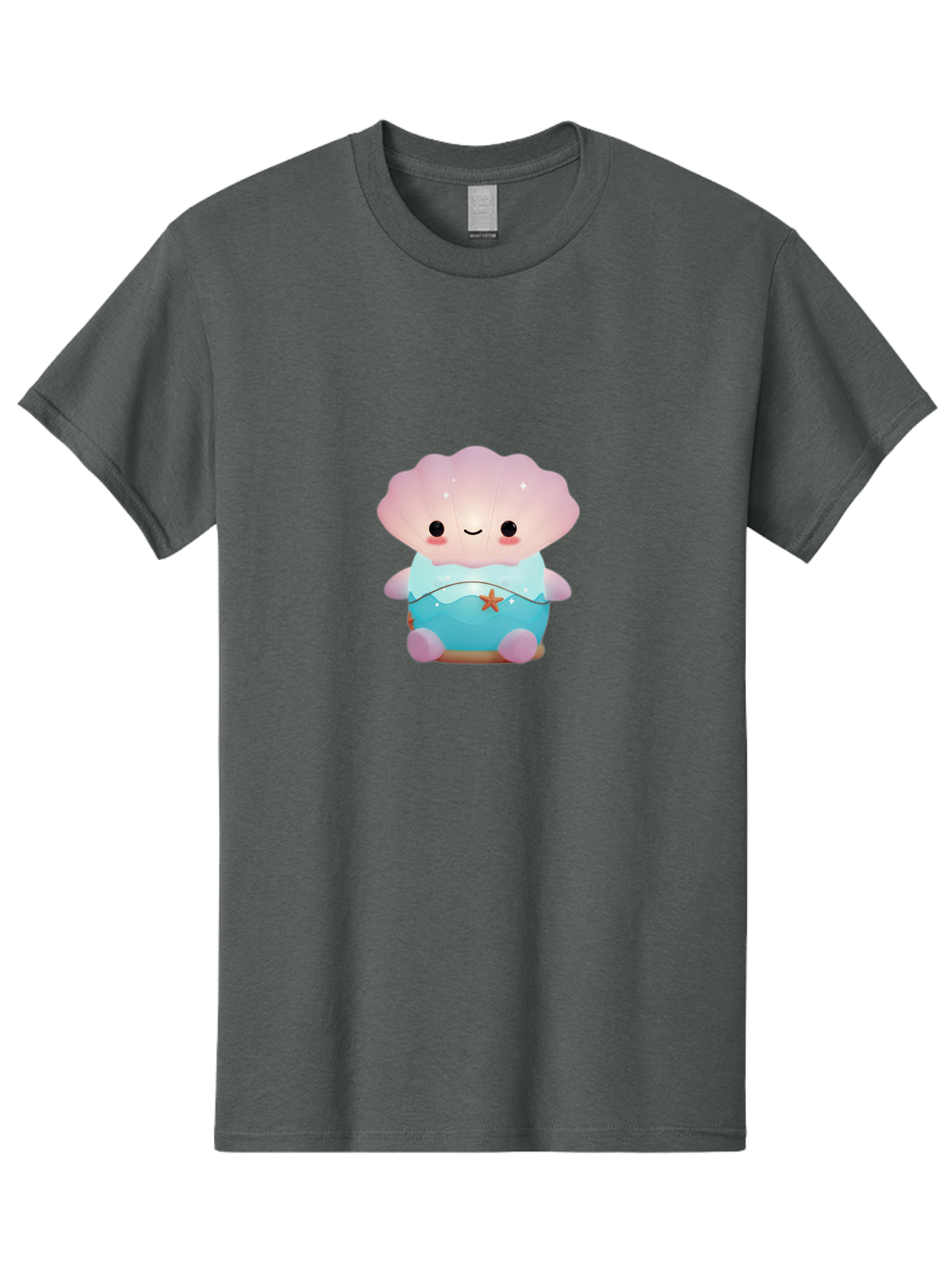 Clamshell-Character Men'S Graphic Tee, 100% Cotton, Comfortable Casual Summer Wear, Machine Washable, Soft Pink Jellyfish, Night Light, Soothing Ambiance, Underwater Decor, Ocean-Inspired Design, Peaceful Lighting, Cozy Bedroom, Bac859 4