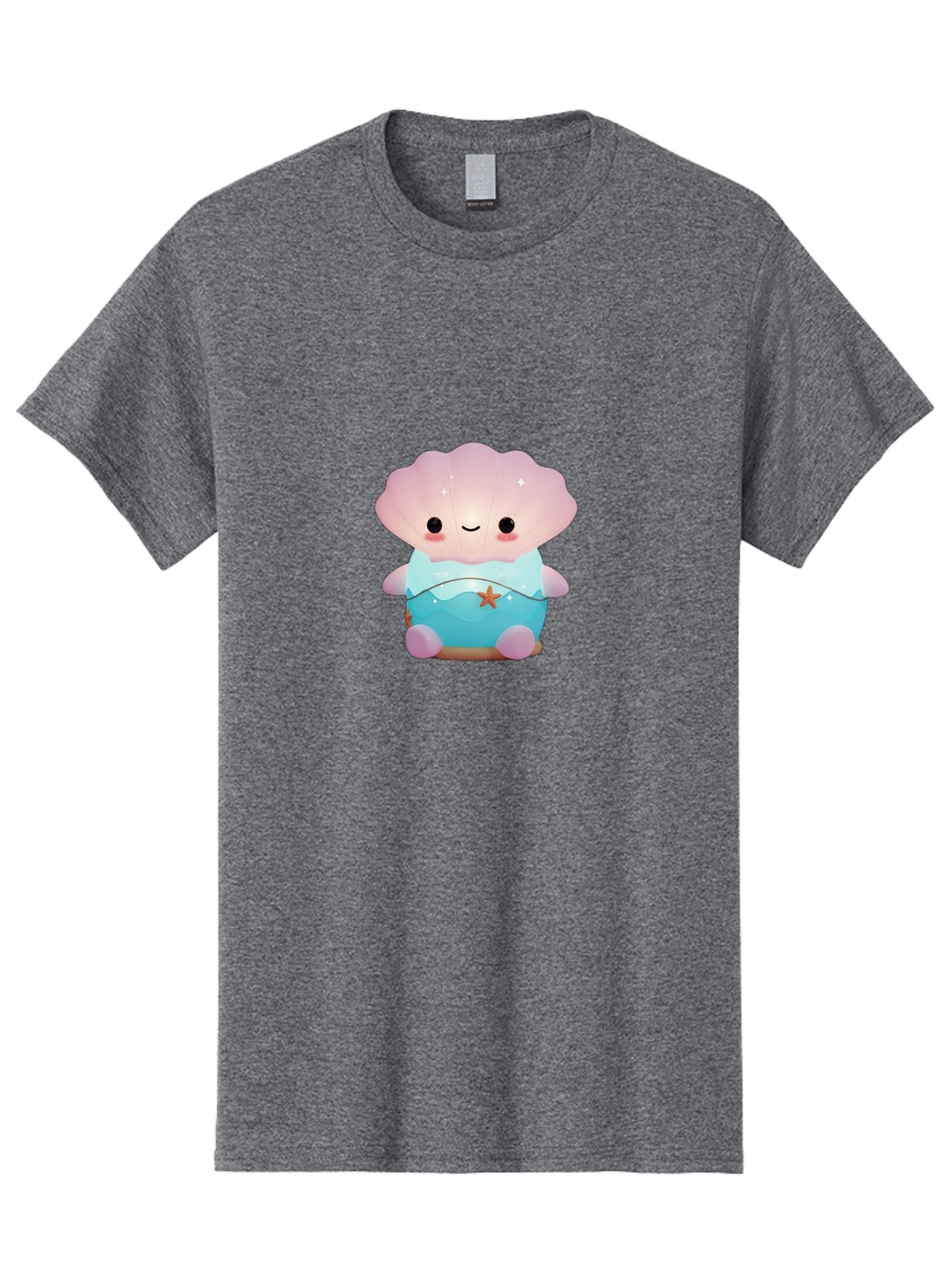 Clamshell-Character Men'S Graphic Tee, 100% Cotton, Comfortable Casual Summer Wear, Machine Washable, Soft Pink Jellyfish, Night Light, Soothing Ambiance, Underwater Decor, Ocean-Inspired Design, Peaceful Lighting, Cozy Bedroom, Bac859 13