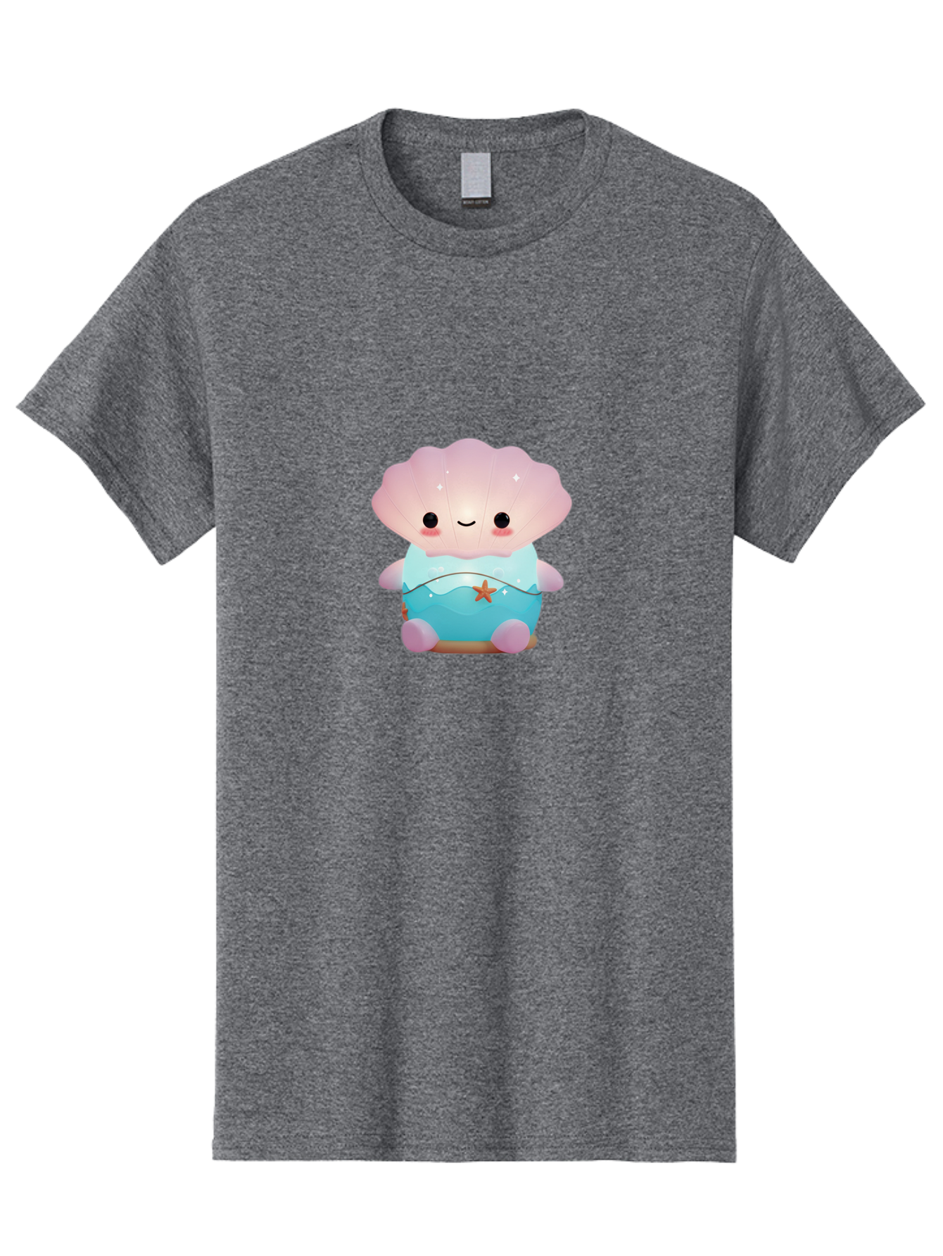 Clamshell-Character Men'S Graphic Tee, 100% Cotton, Comfortable Casual Summer Wear, Machine Washable, Soft Pink Jellyfish, Night Light, Soothing Ambiance, Underwater Decor, Ocean-Inspired Design, Peaceful Lighting, Cozy Bedroom, Bac859 15