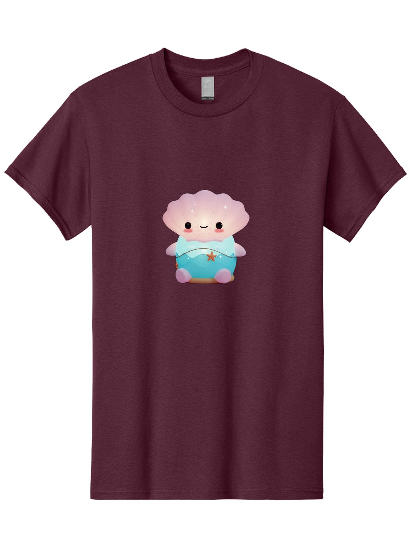 Clamshell-Character Men'S Graphic Tee, 100% Cotton, Comfortable Casual Summer Wear, Machine Washable, Soft Pink Jellyfish, Night Light, Soothing Ambiance, Underwater Decor, Ocean-Inspired Design, Peaceful Lighting, Cozy Bedroom, Bac859 6