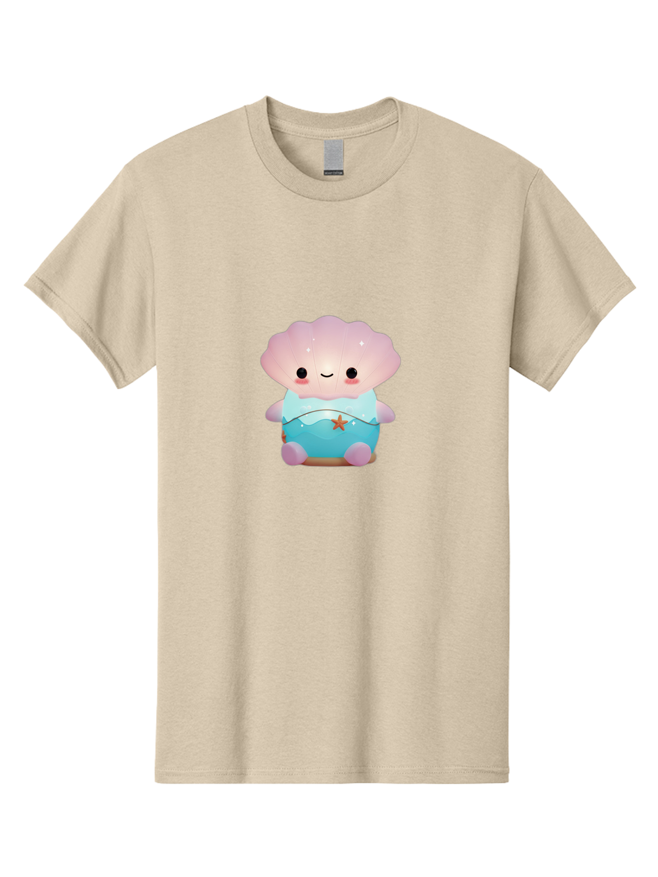 Clamshell-Character Men'S Graphic Tee, 100% Cotton, Comfortable Casual Summer Wear, Machine Washable, Soft Pink Jellyfish, Night Light, Soothing Ambiance, Underwater Decor, Ocean-Inspired Design, Peaceful Lighting, Cozy Bedroom, Bac859 9