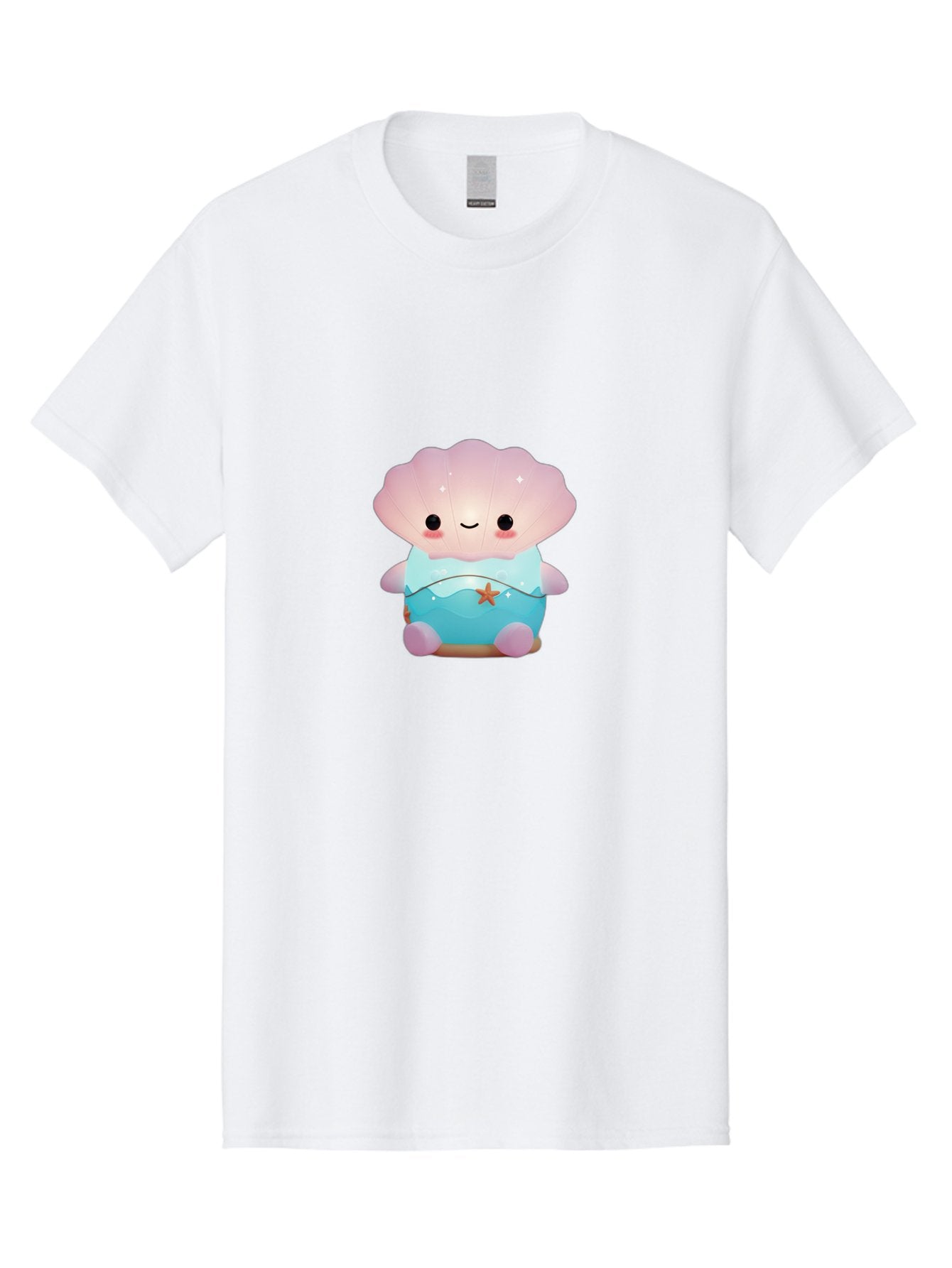 Clamshell-Character Men'S Graphic Tee, 100% Cotton, Comfortable Casual Summer Wear, Machine Washable, Soft Pink Jellyfish, Night Light, Soothing Ambiance, Underwater Decor, Ocean-Inspired Design, Peaceful Lighting, Cozy Bedroom, Bac859 4