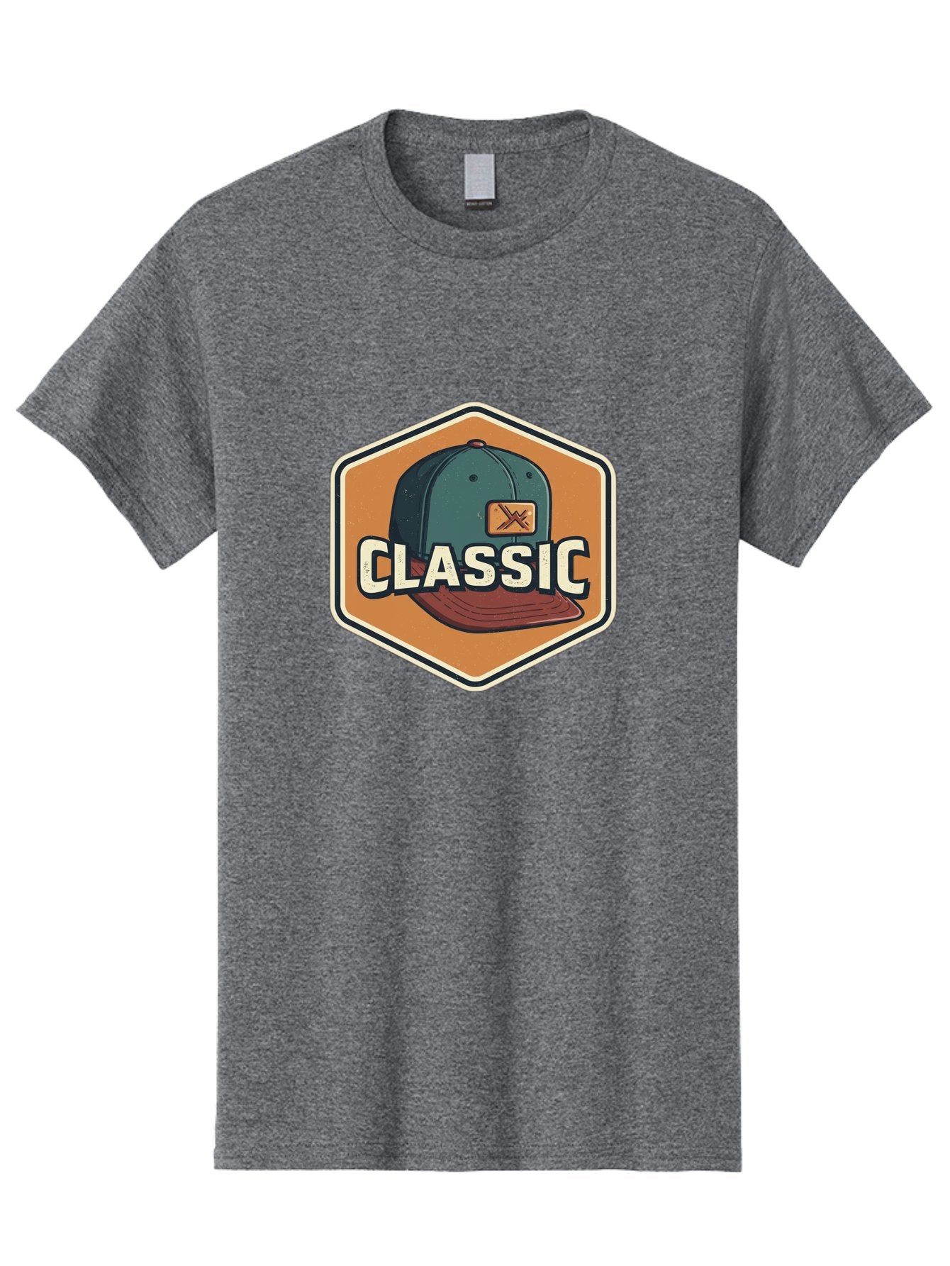 Classic Men'S Graphic Tee, 100% Cotton, Comfortable Casual Summer Wear, Machine Washable, Baseball Cap, Classic Style, Vintage Fashion, Retro Clothing, Casual Wear, Hat Logo, Apparel Branding, Nostalgic Design Bac860 8